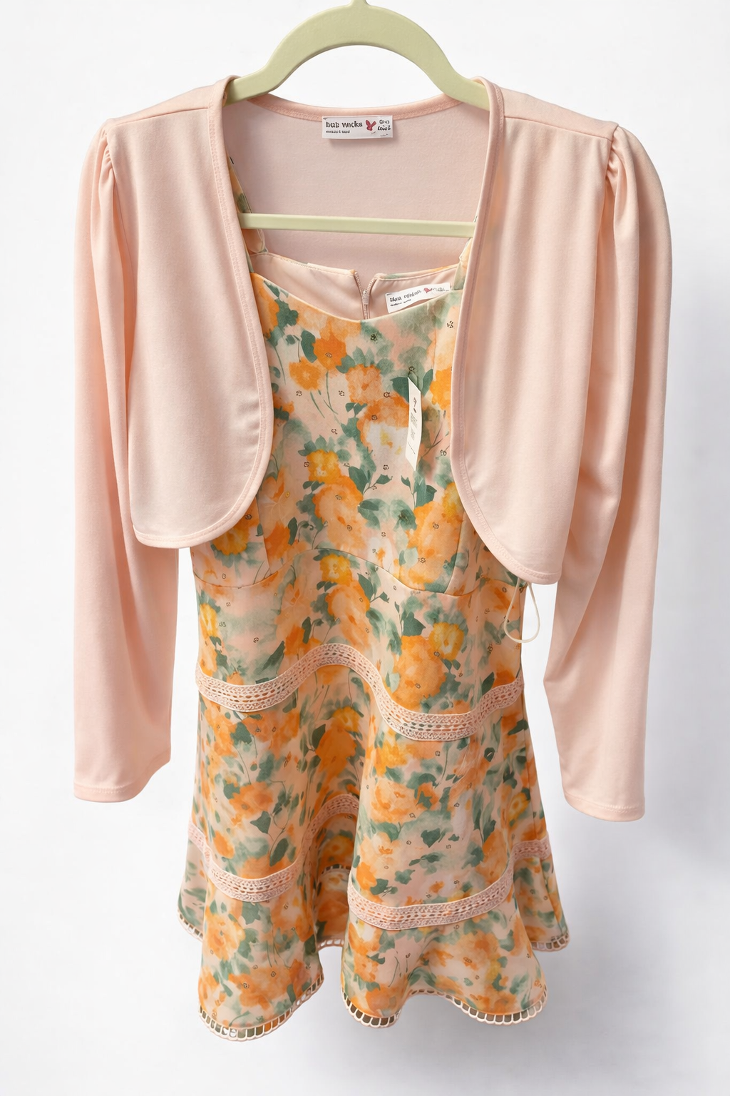 Floral Dress with Bolero Cardigan Set