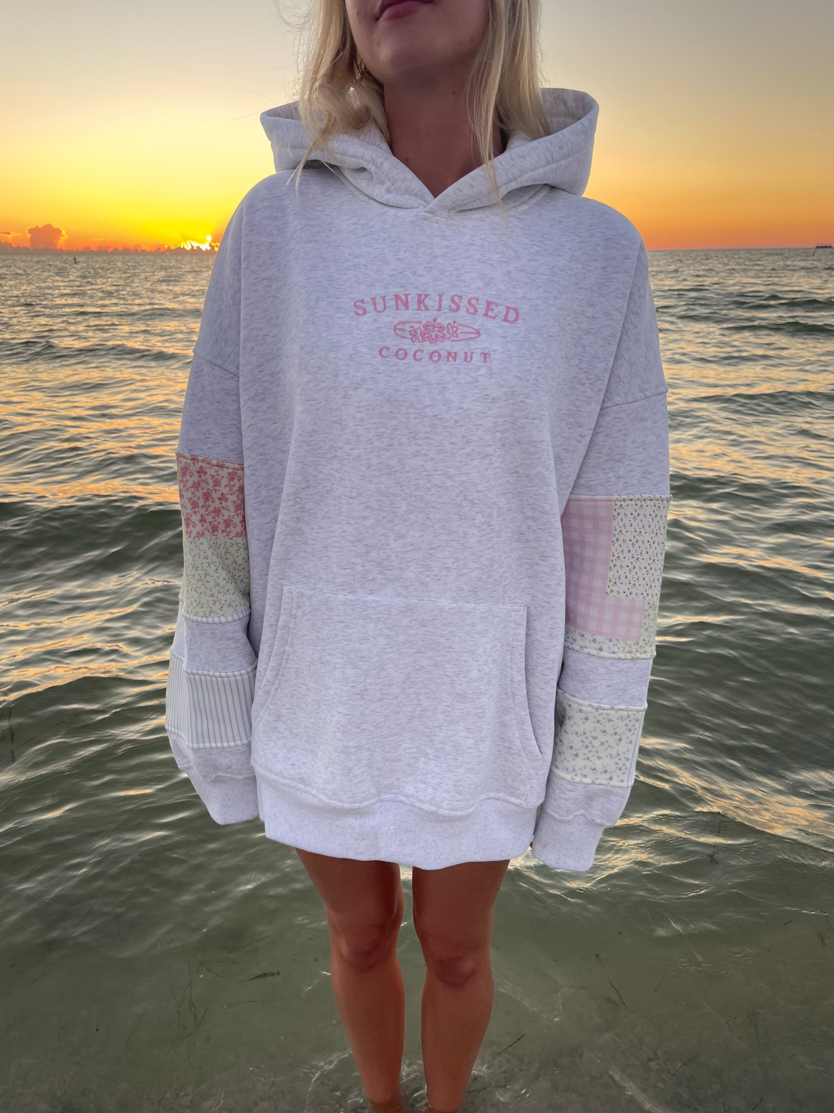 Sunkissedcoconut Quilted Pastel Embroidered Hoodie