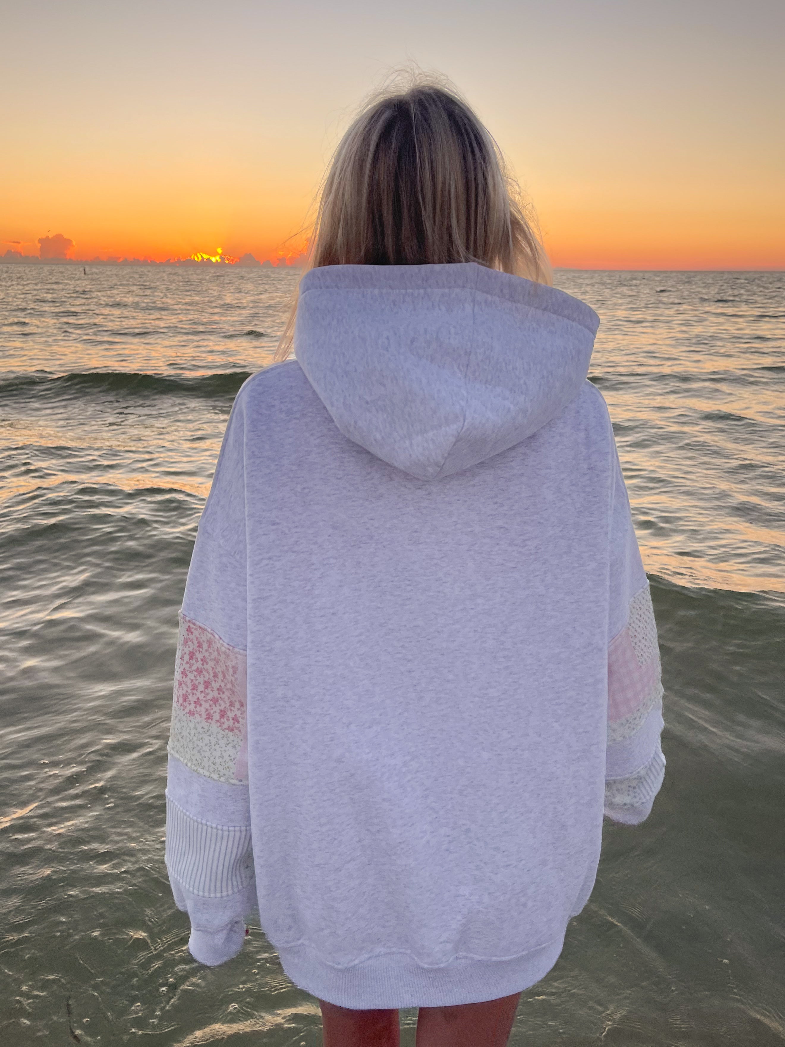 Sunkissedcoconut Quilted Pastel Embroidered Hoodie