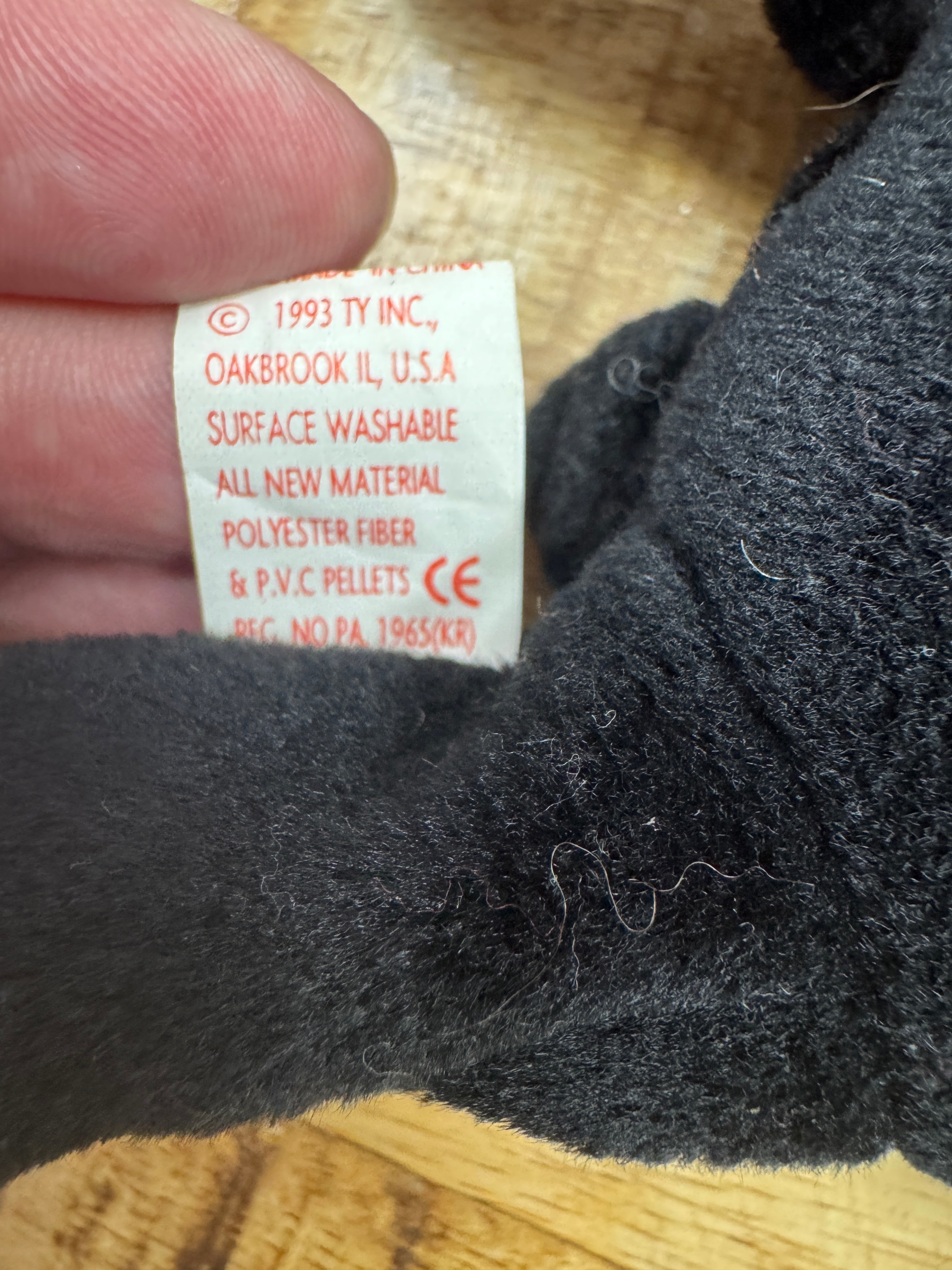 Ty Beanie Baby Blackie the Bear Ultra Rare, PVC Pellets, Major Tag Errors, Mint