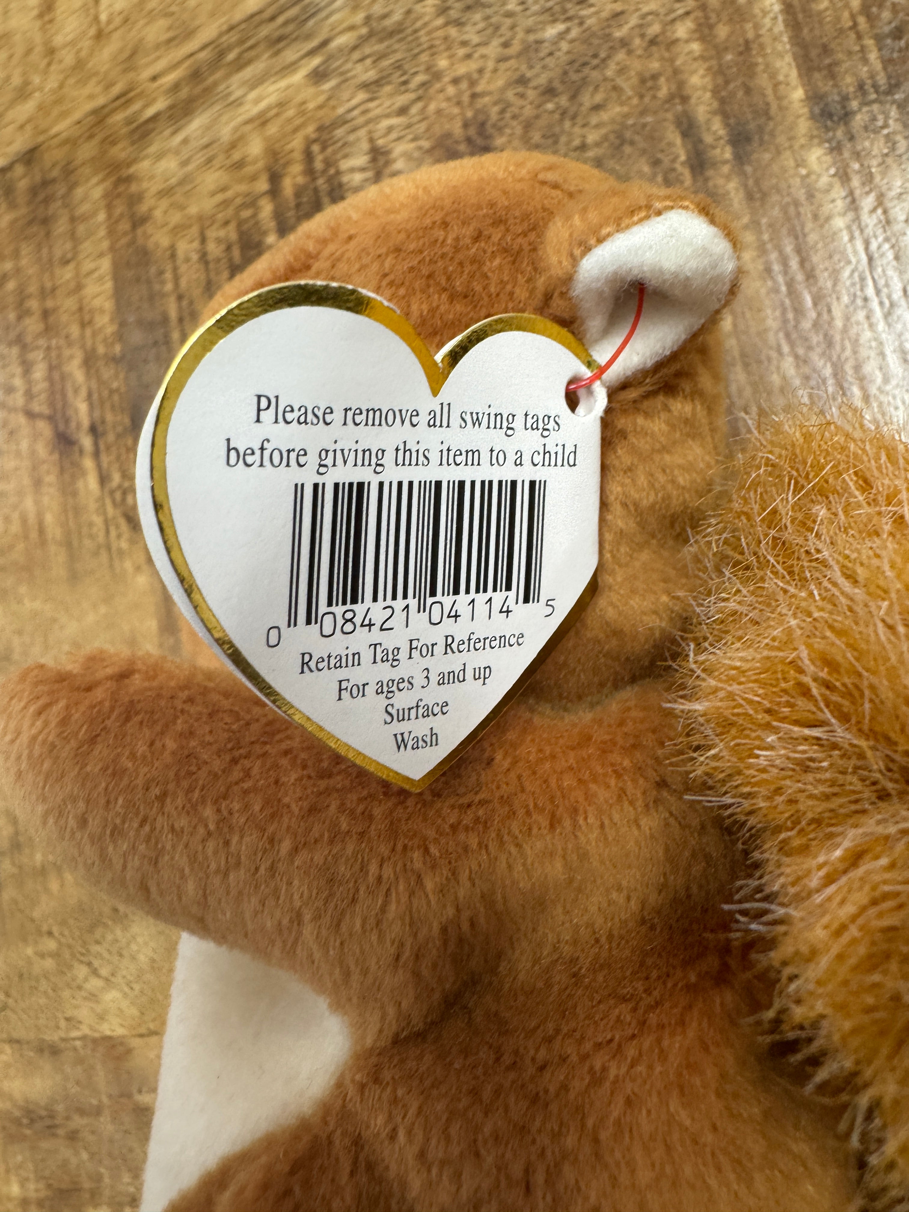 Nuts the Squirrel Beanie Baby ERRORS 9+ VERY RARE Retired 4114 TY 1996 PVC