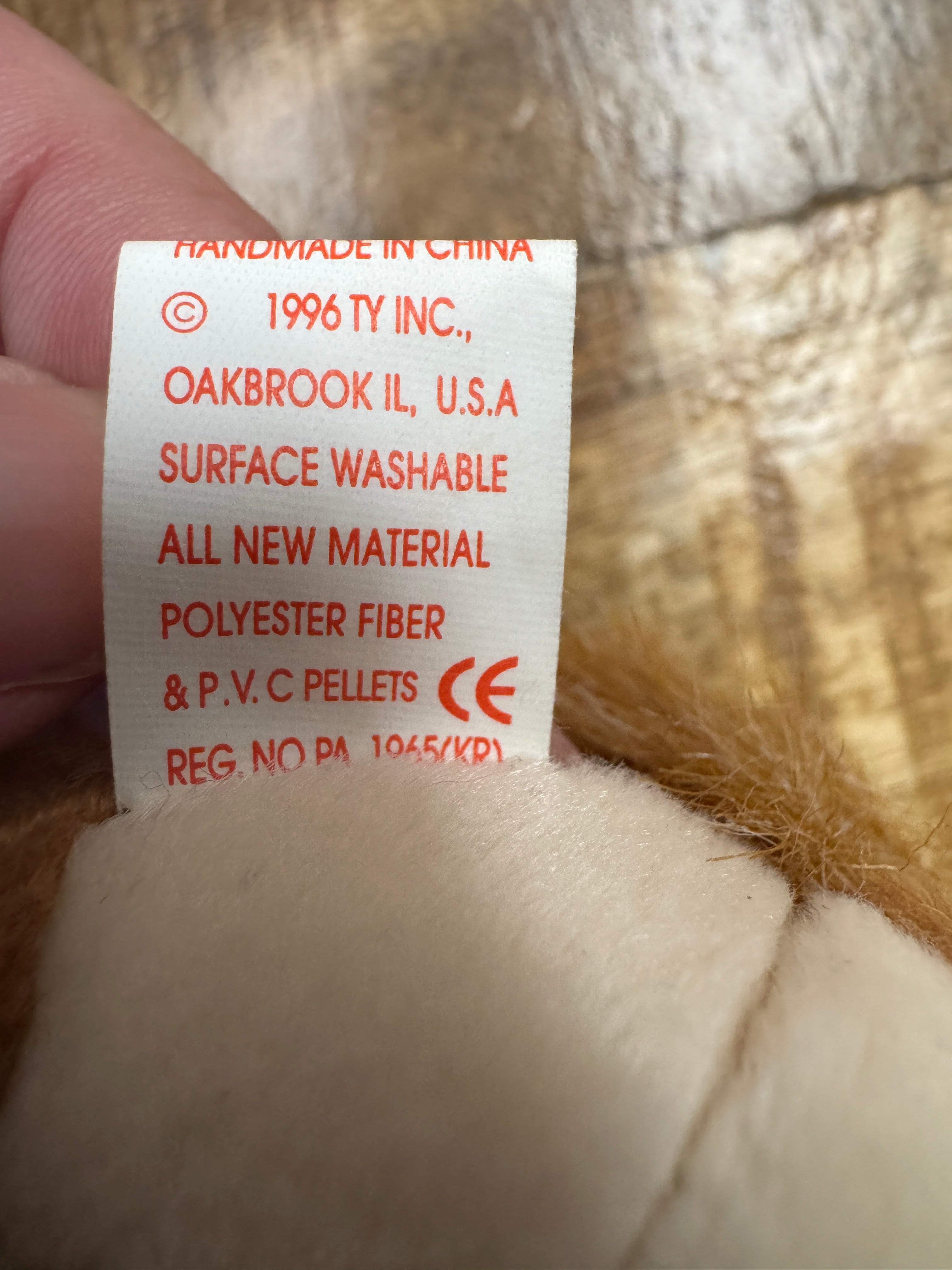 Nuts the Squirrel Beanie Baby ERRORS 9+ VERY RARE Retired 4114 TY 1996 PVC