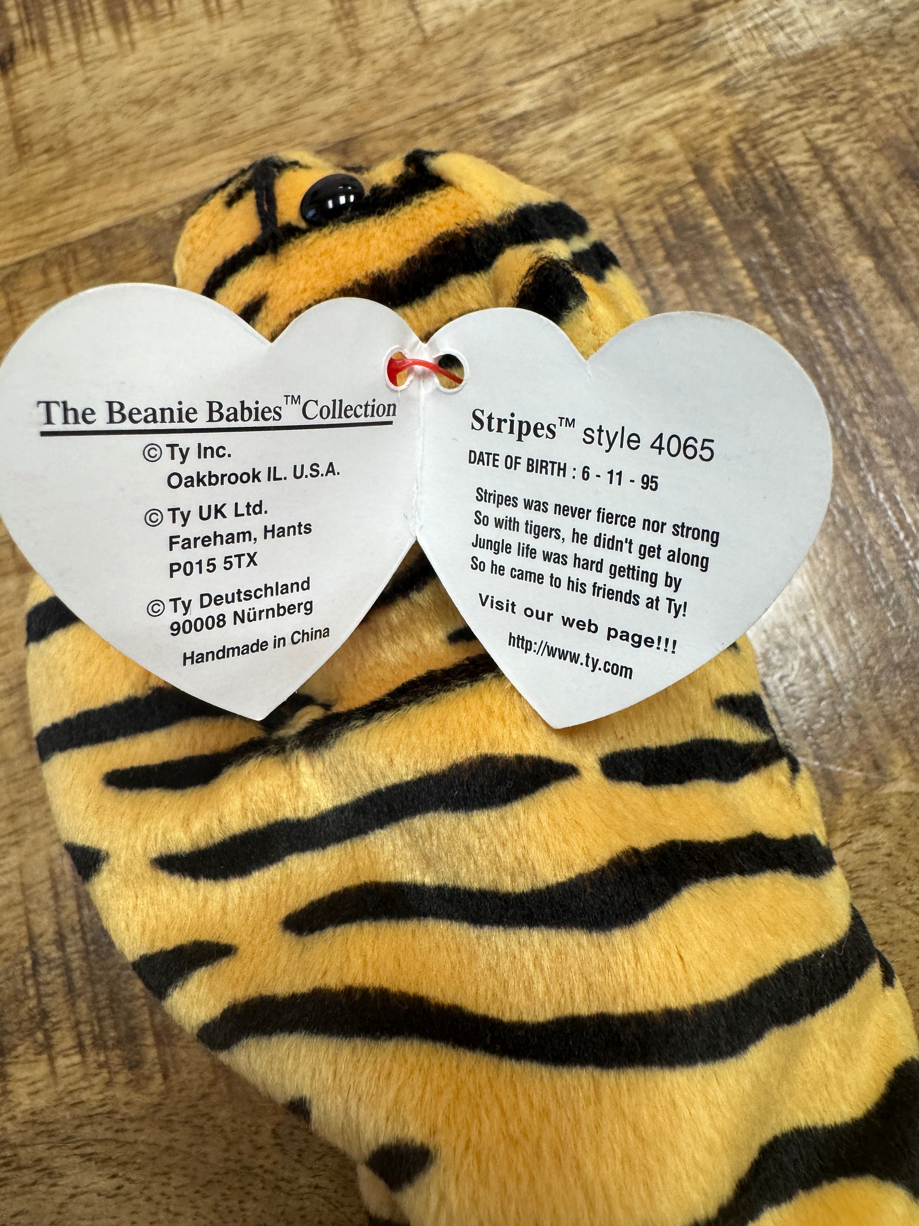 Ty Beanie Baby Rare 1995 Stripes the Tiger Collectible With Errors