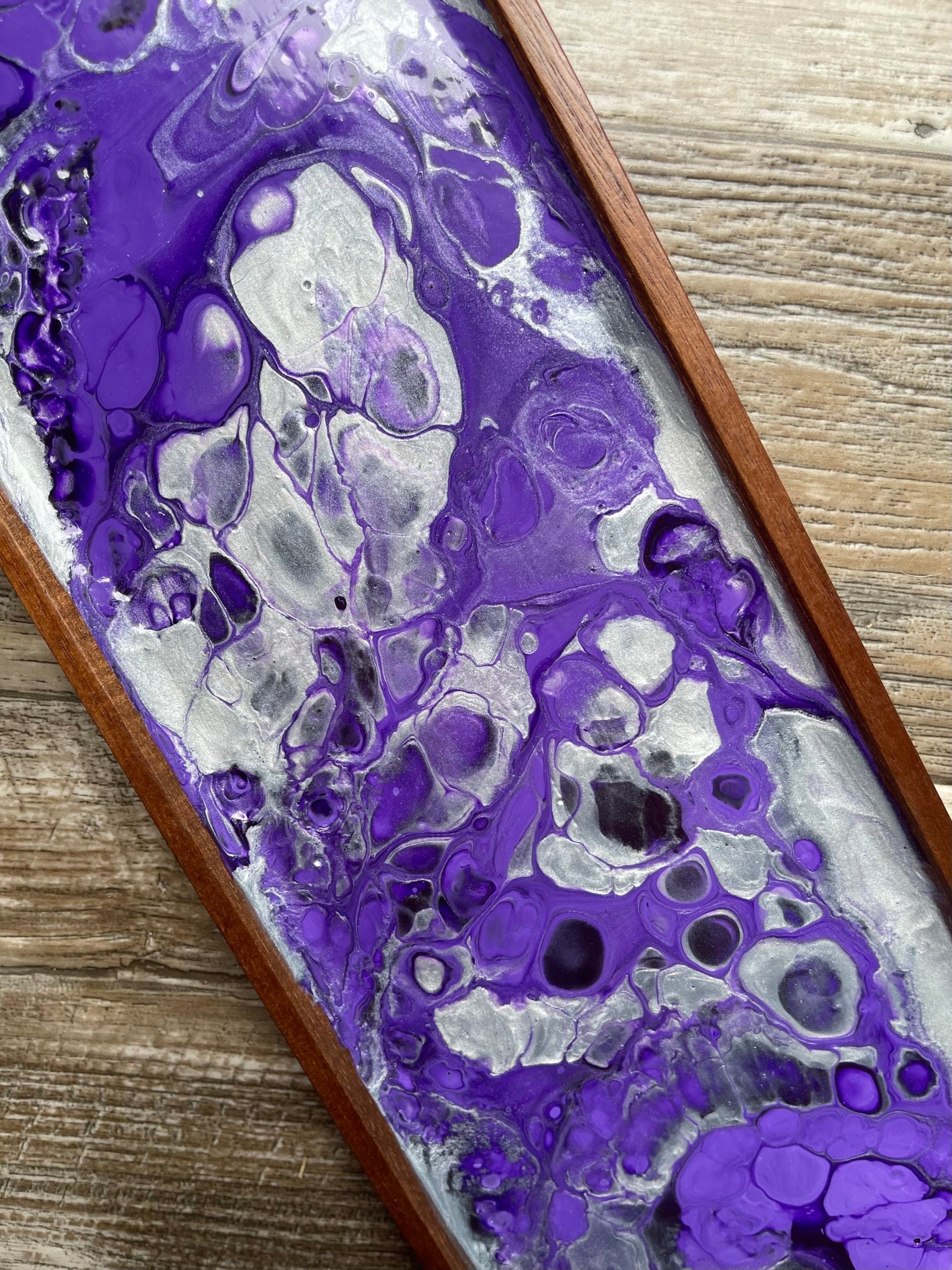 Amethyst Jewel Medium Rectangular Acacia Wood Tray