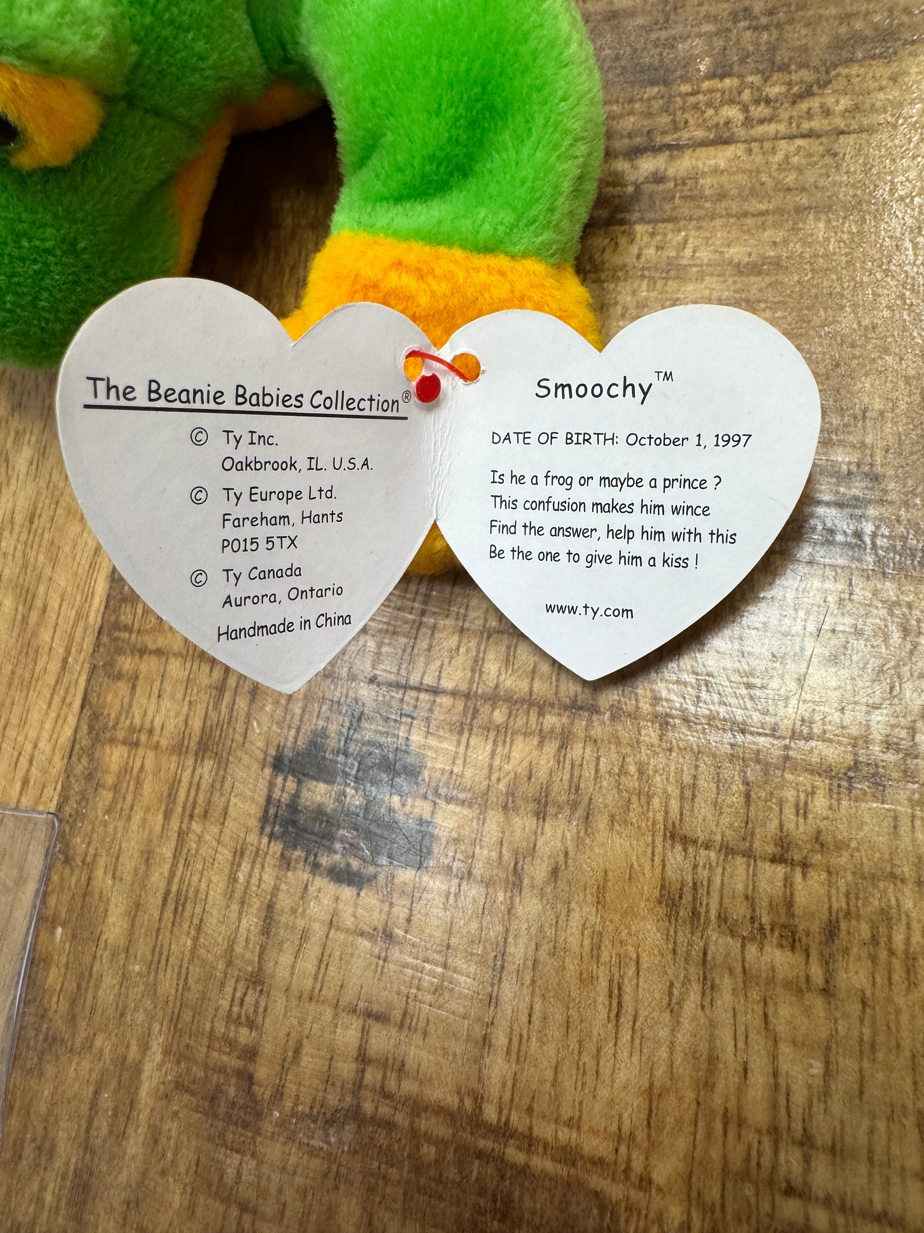 Ty Beanie Baby: Smoochy the Frog The Frog 1997 ** MANY Tag ERRORS ** PVC!