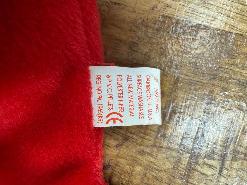 Rare Retired Pinchers the Lobster ty Beanie Baby with Tag Errors