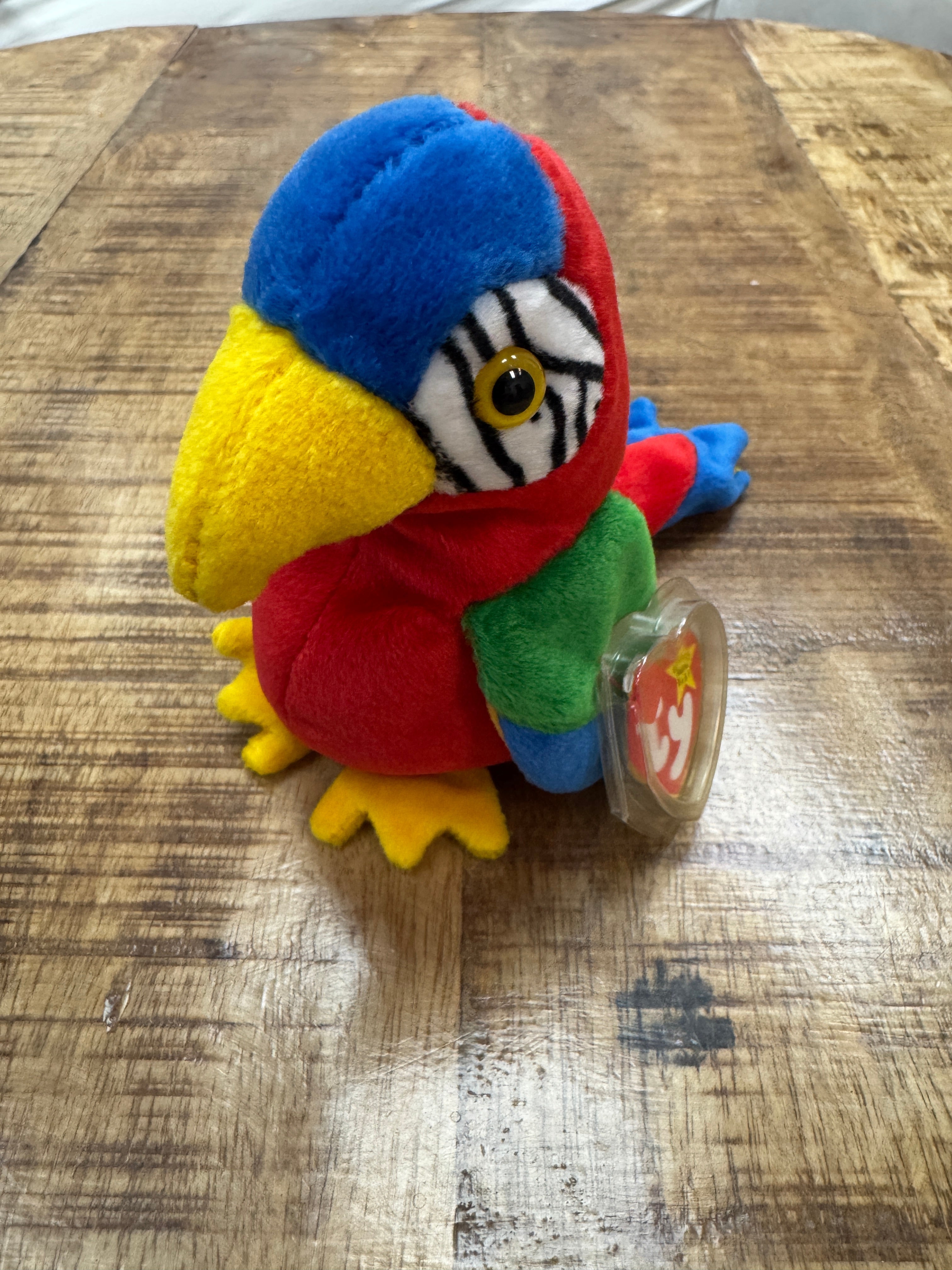 TY Beanie Baby Jabber the Parrot Bird Retired Rare Date Errors Mint 1997 w/Case
