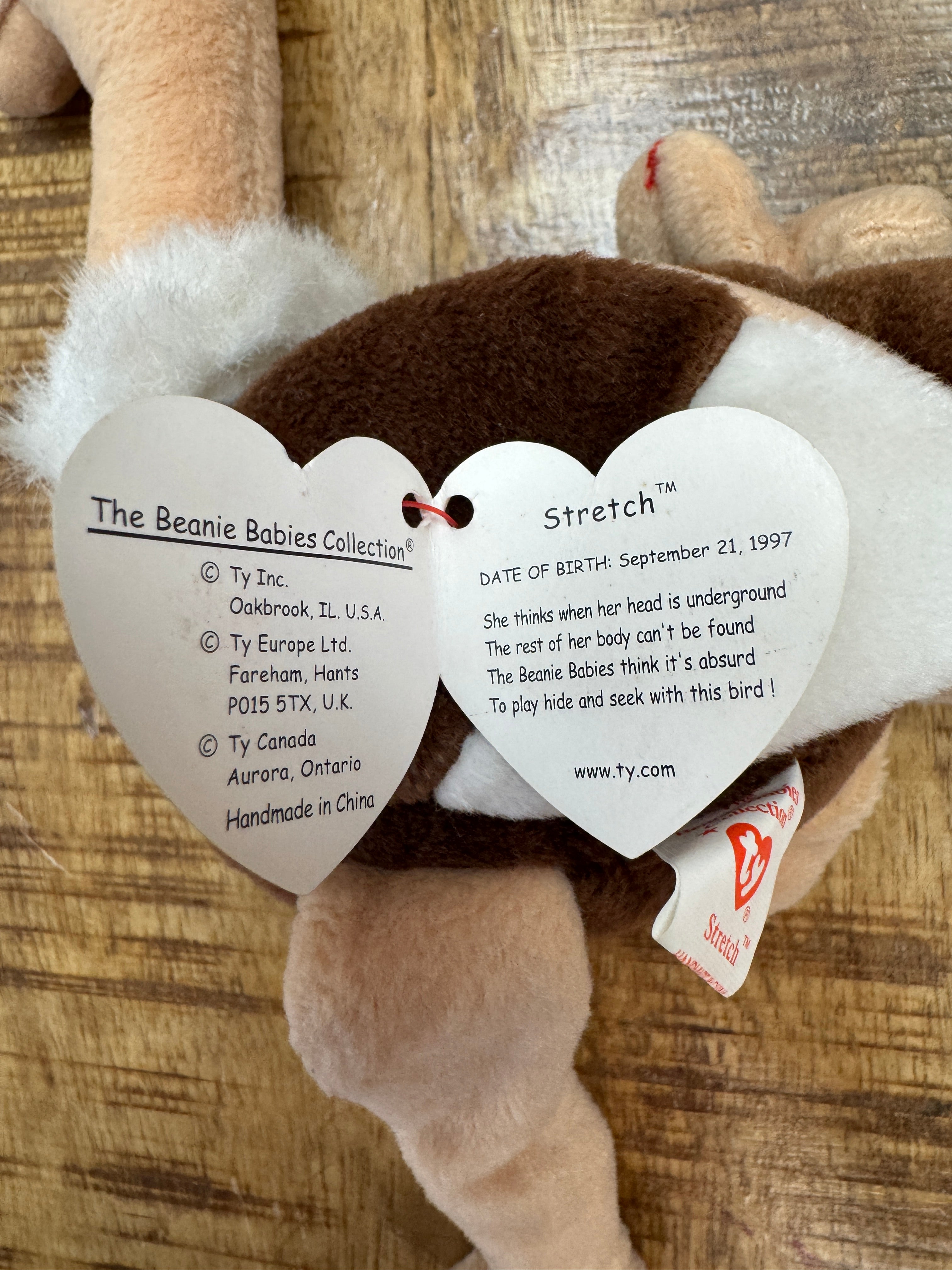 Stretch the Ostrich - TY Beanie Baby - With Errors - PVC Pellets