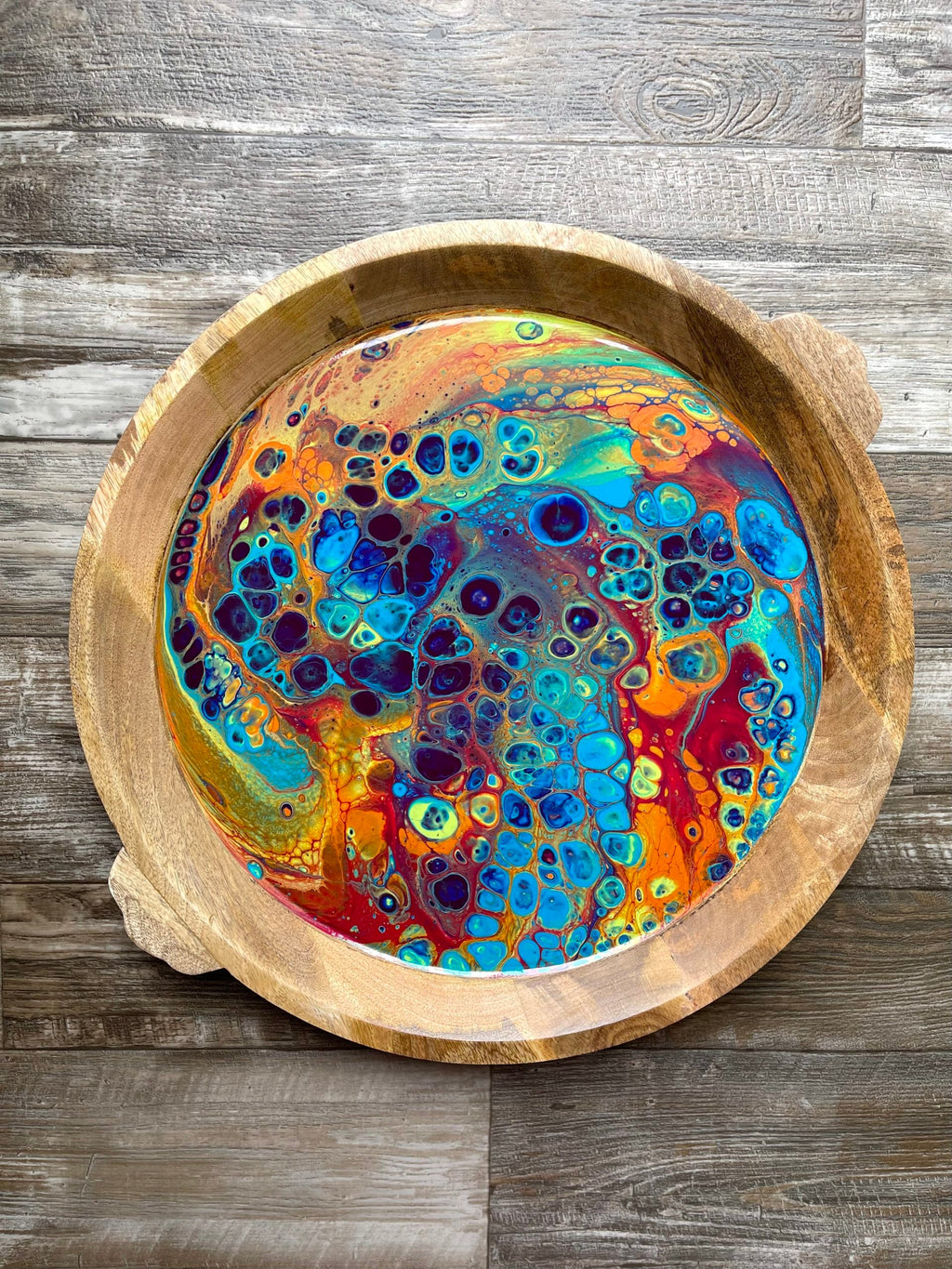 Intergalactic Rainbow Extra-Large Round Wood Tray