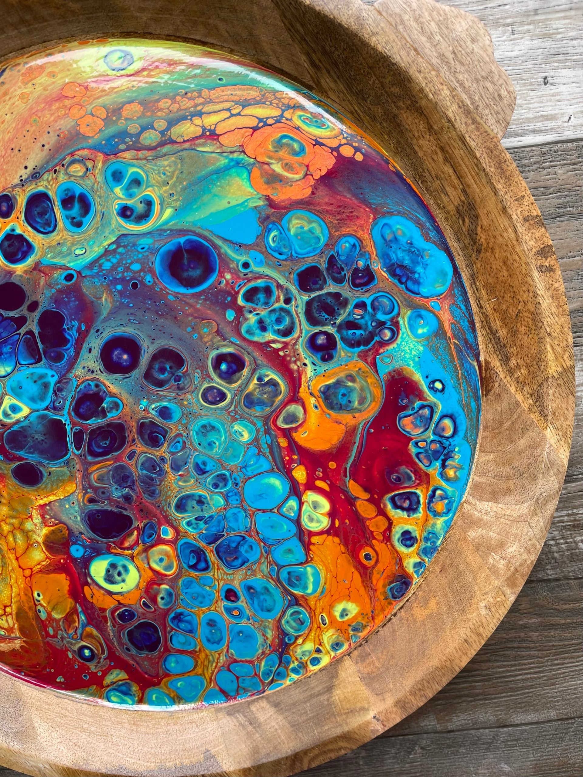 Intergalactic Rainbow Extra-Large Round Wood Tray