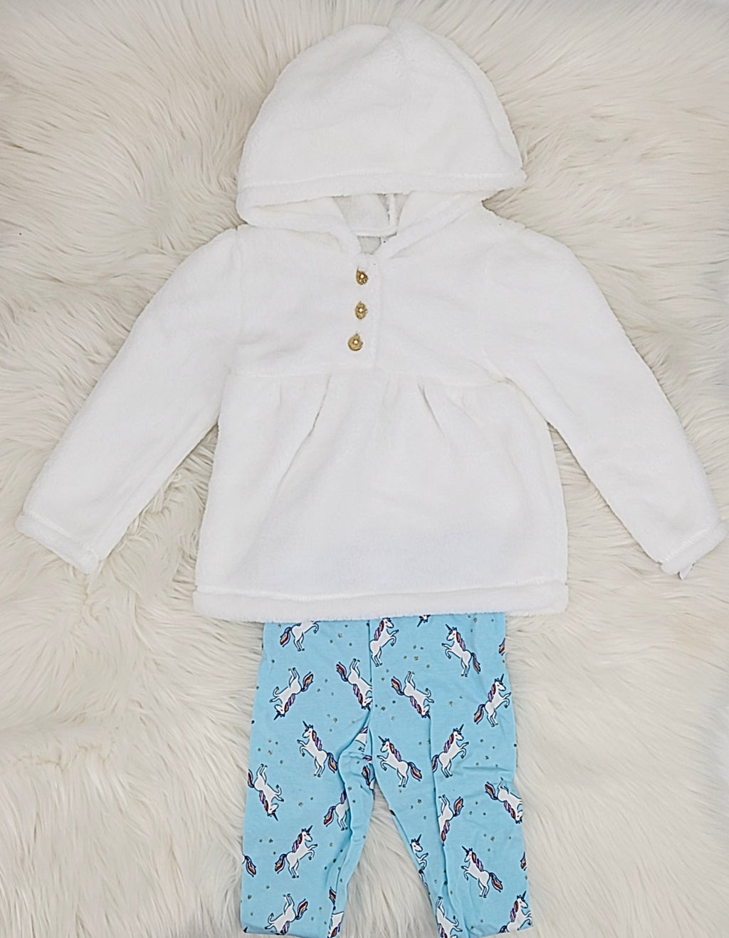Carter's Baby Girls 2-Pc. Faux-Velboa Hoodie & Print Leggings