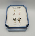 Unwritten 14K Gold Flash Plated 3-Pieces Cubic Zirconia Earrings