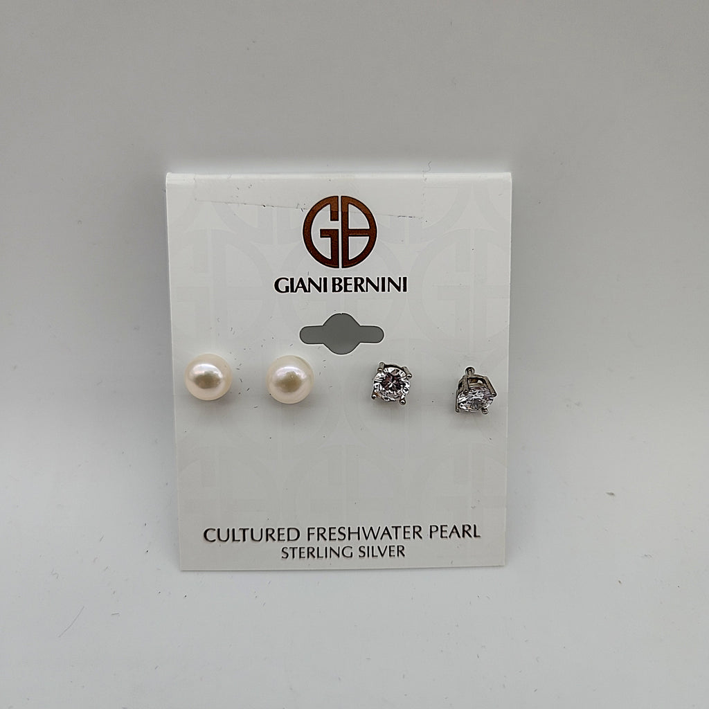 Giani Bernini 2-PC. Set Cultured Freshwater Pearl and Cubic Zirconia Stud