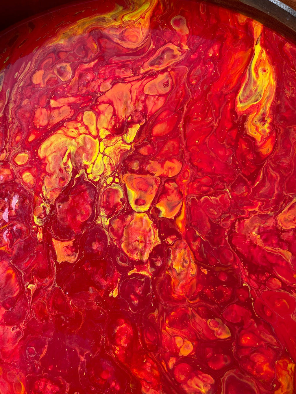 Flamin' Hot Large Round Acacia Wood Tray