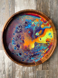Intergalactic Rainbow Large Round Acacia Wood Tray