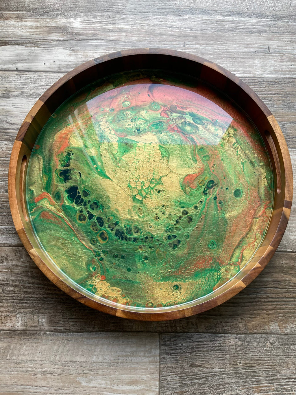 "The Audition Collection" Emerald City Large Round Acacia Wood Tray
