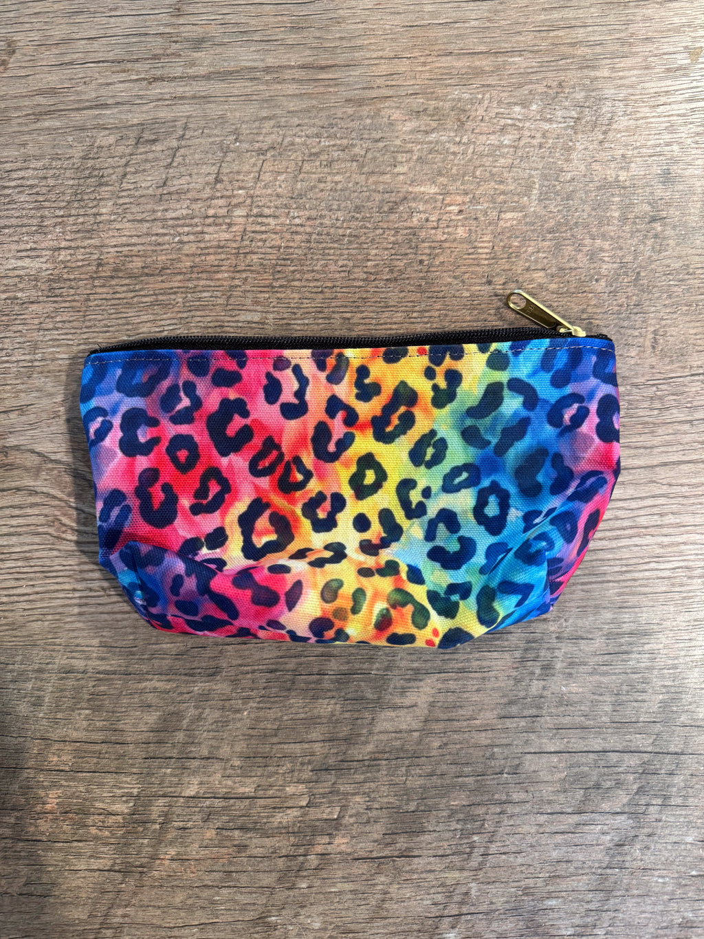 Bespattered Facade Rainbow Watercolor Leopard Accessory Pouch With T-Bottom | 2 Sizes