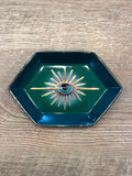Green and Rose Gold Hexagon Evil Eye Jewelry/Trinket/Ring Dish