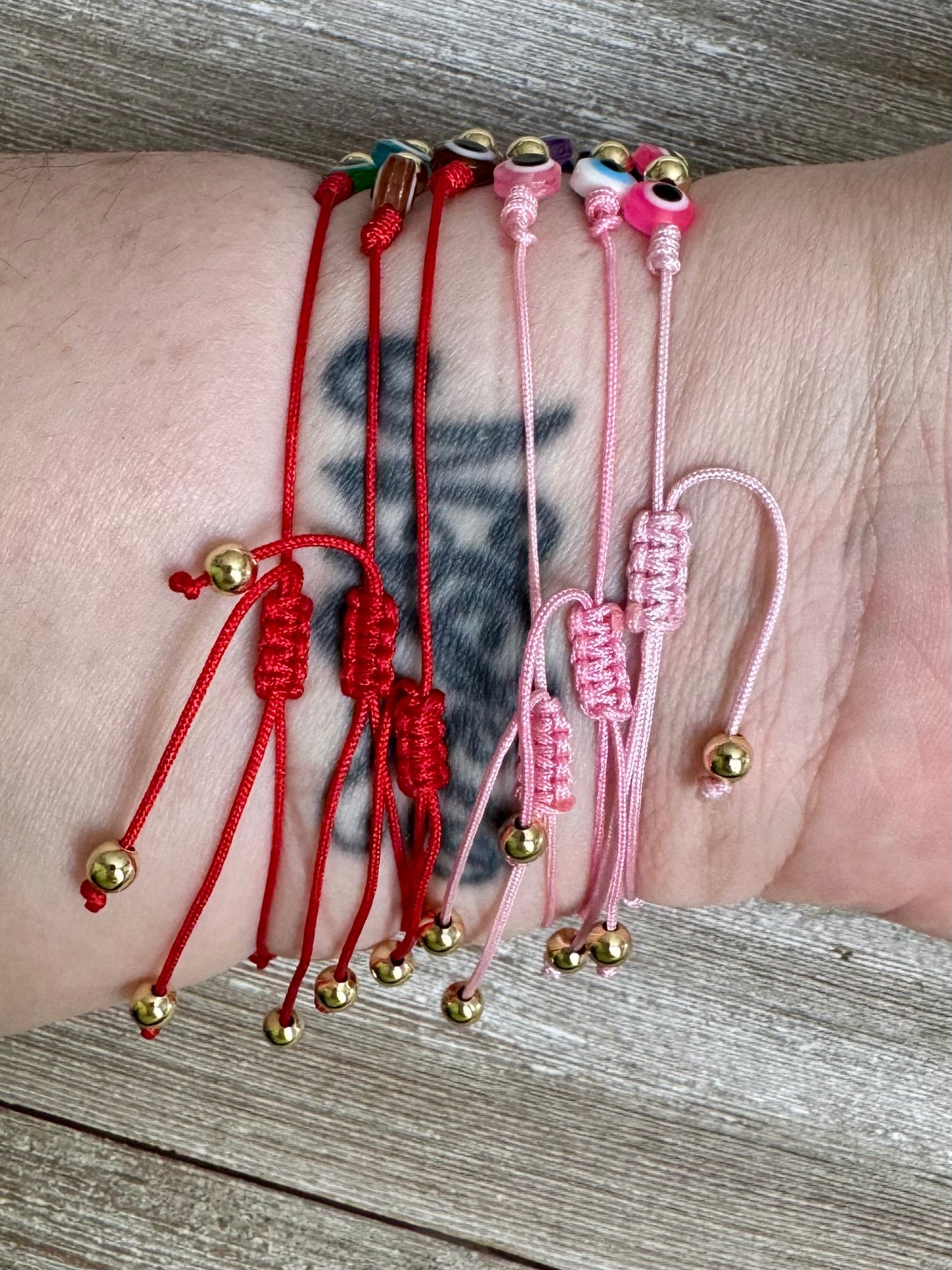 Rainbow Beaded Evil Eye Amulet Colorful Adjustable String Bracelets