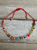 Rainbow Beaded Evil Eye Amulet Colorful Adjustable String Bracelets
