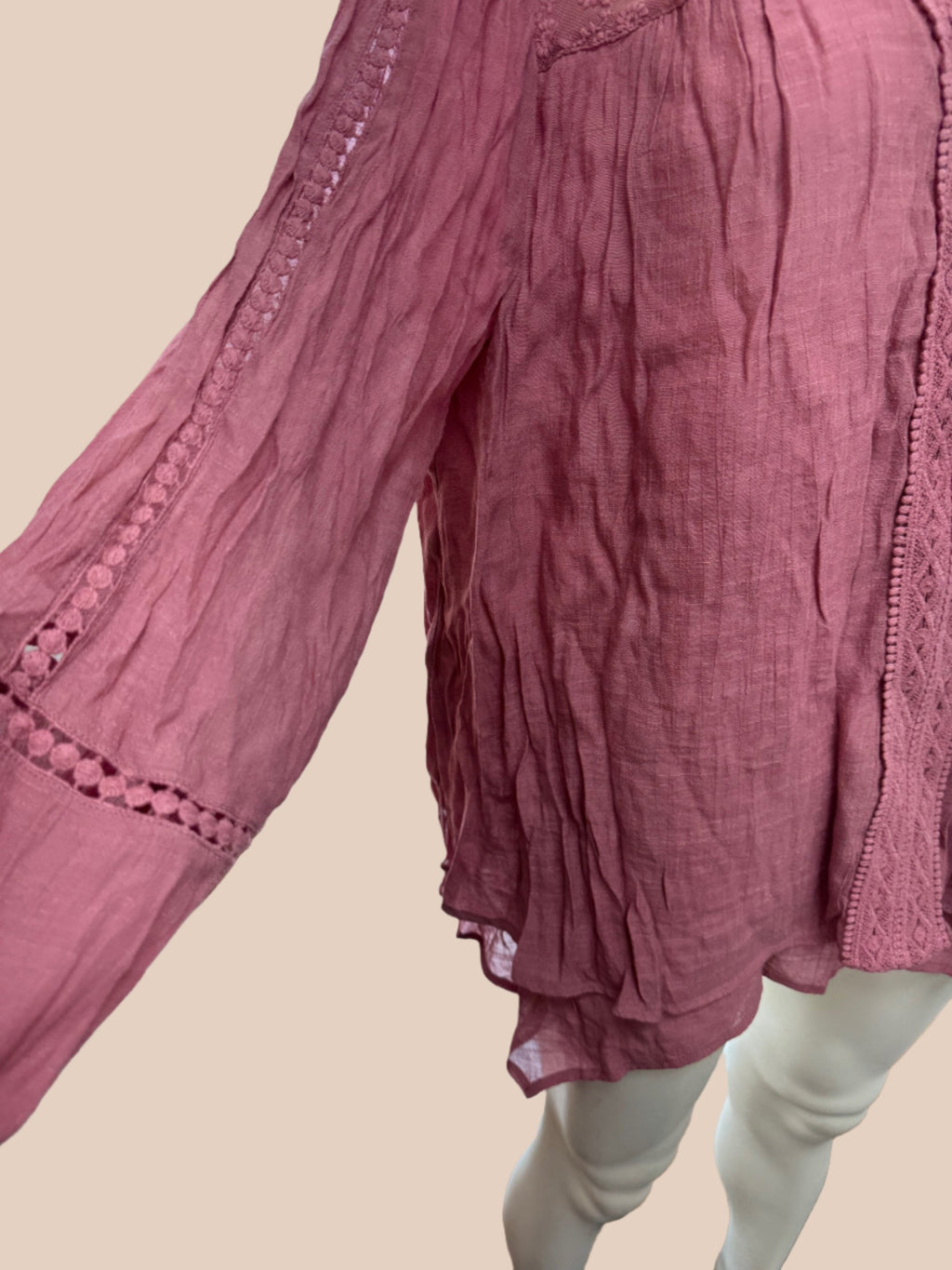 Style & Co Lace-Yoke Handkerchief-Hem Top, Large