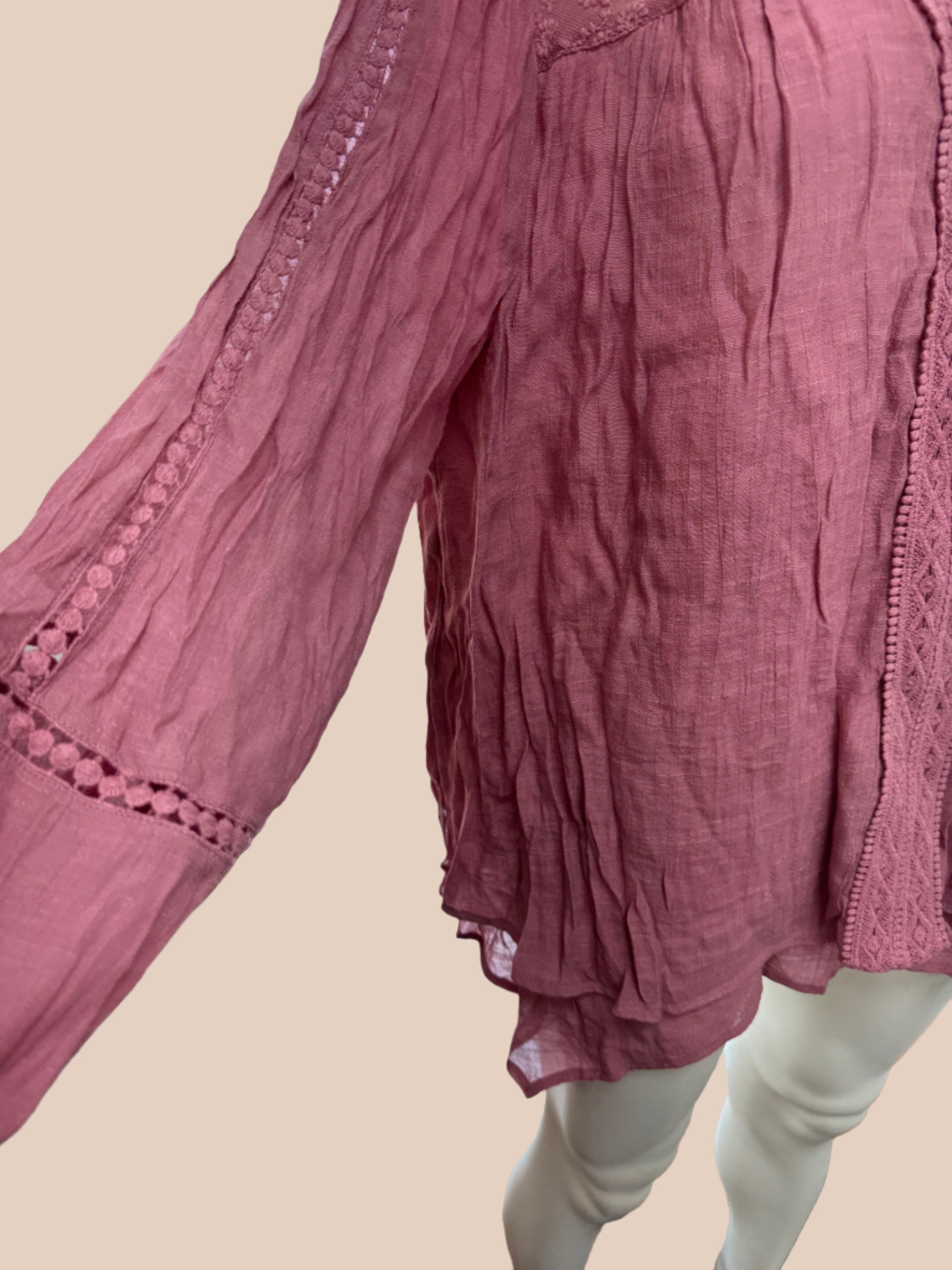 Style & Co Lace-Yoke Handkerchief-Hem Top, Large