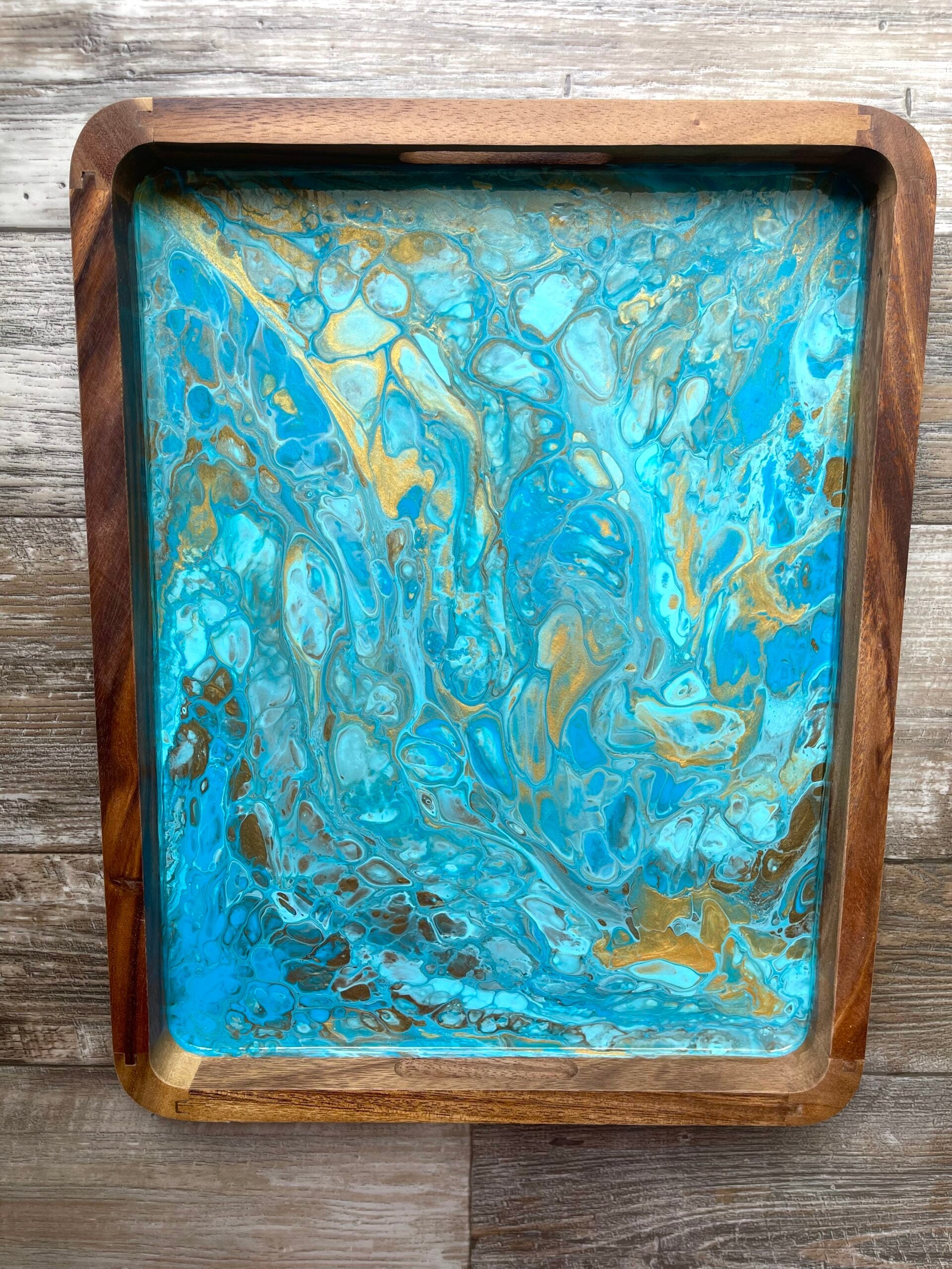 Seaside Large Rectangle Acacia Wood Tray