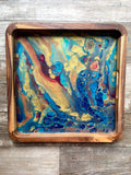 Bejeweled Square Acacia Wood Tray
