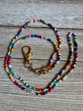 Rainbow Beaded ID Badge Lanyard / Bag Chain Purse Charm