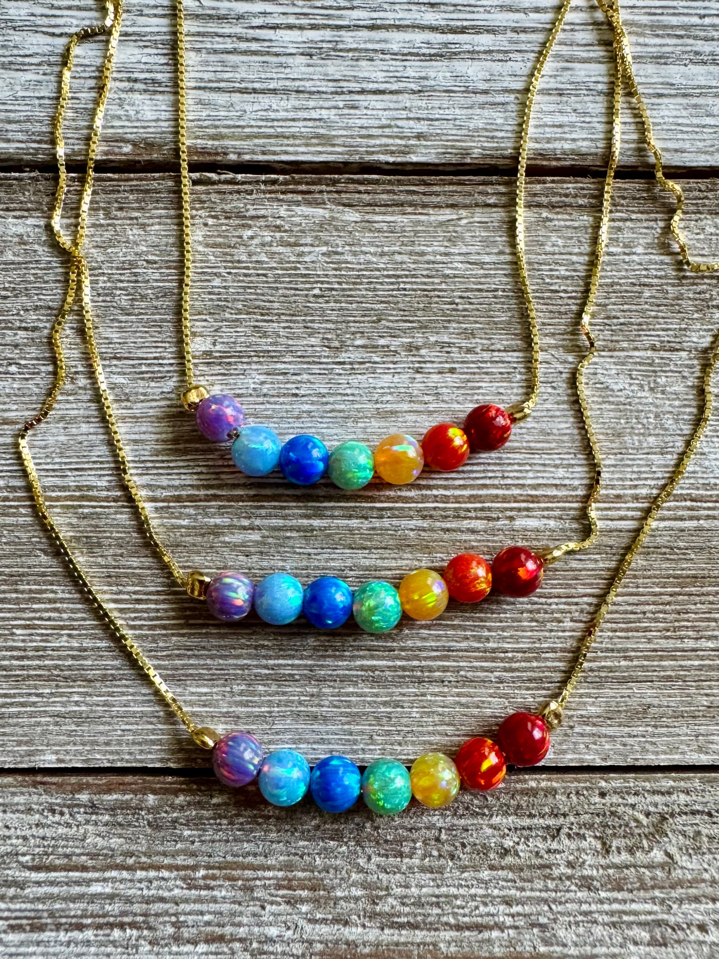 Iridescent Rainbow Opal Bead Necklace
