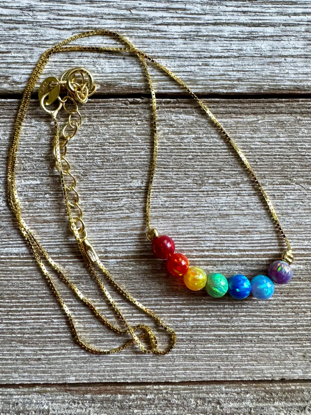 Iridescent Rainbow Opal Bead Necklace