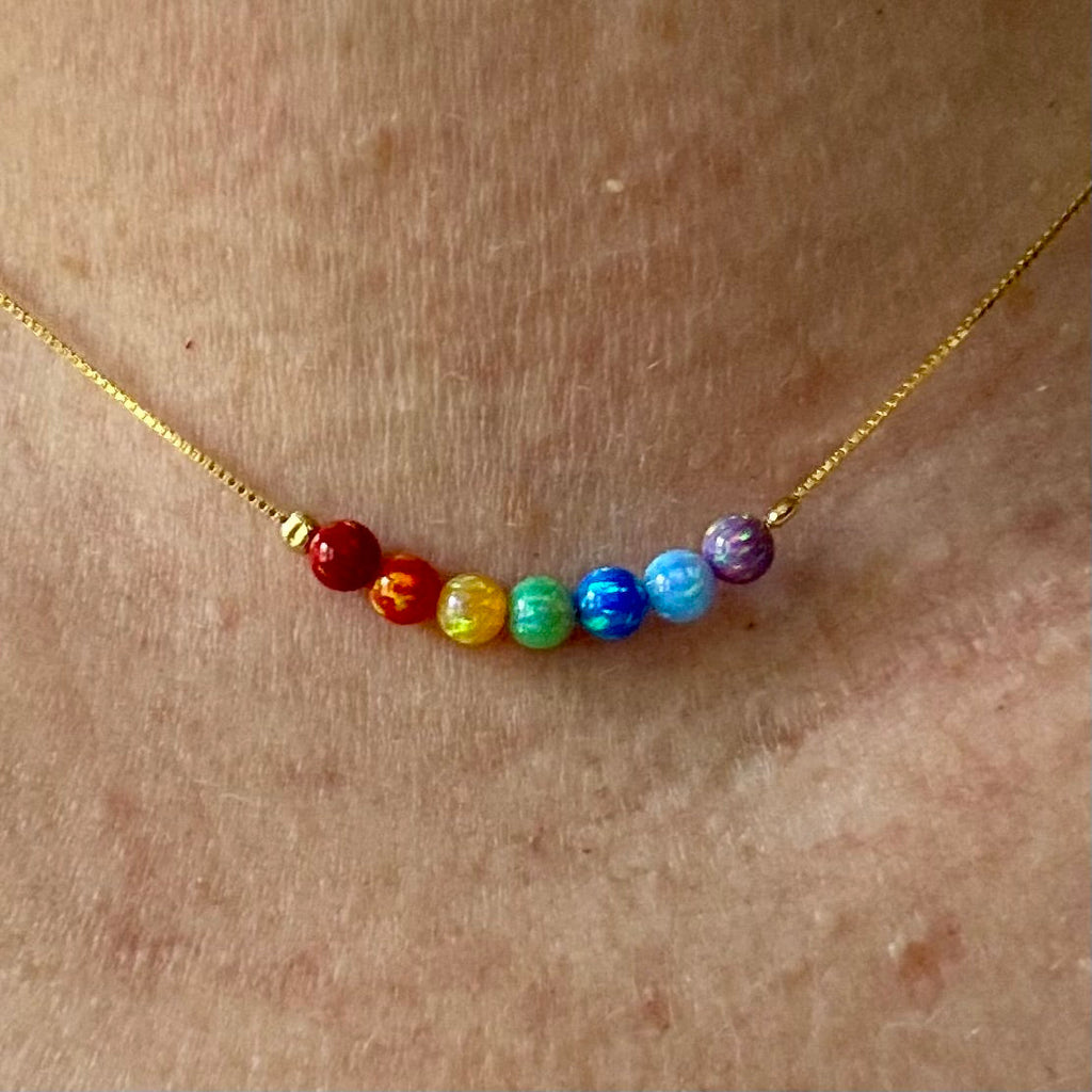 Iridescent Rainbow Opal Bead Necklace