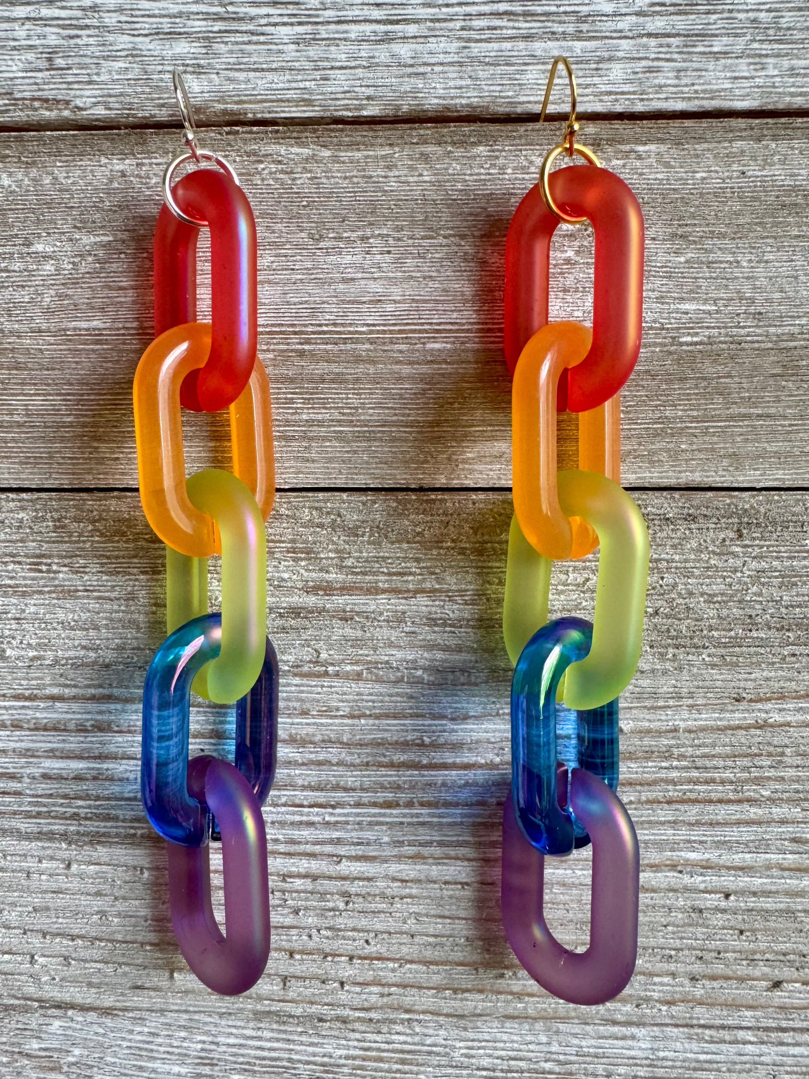 Rainbow Lovely Links Five-Link Dangly Earrings