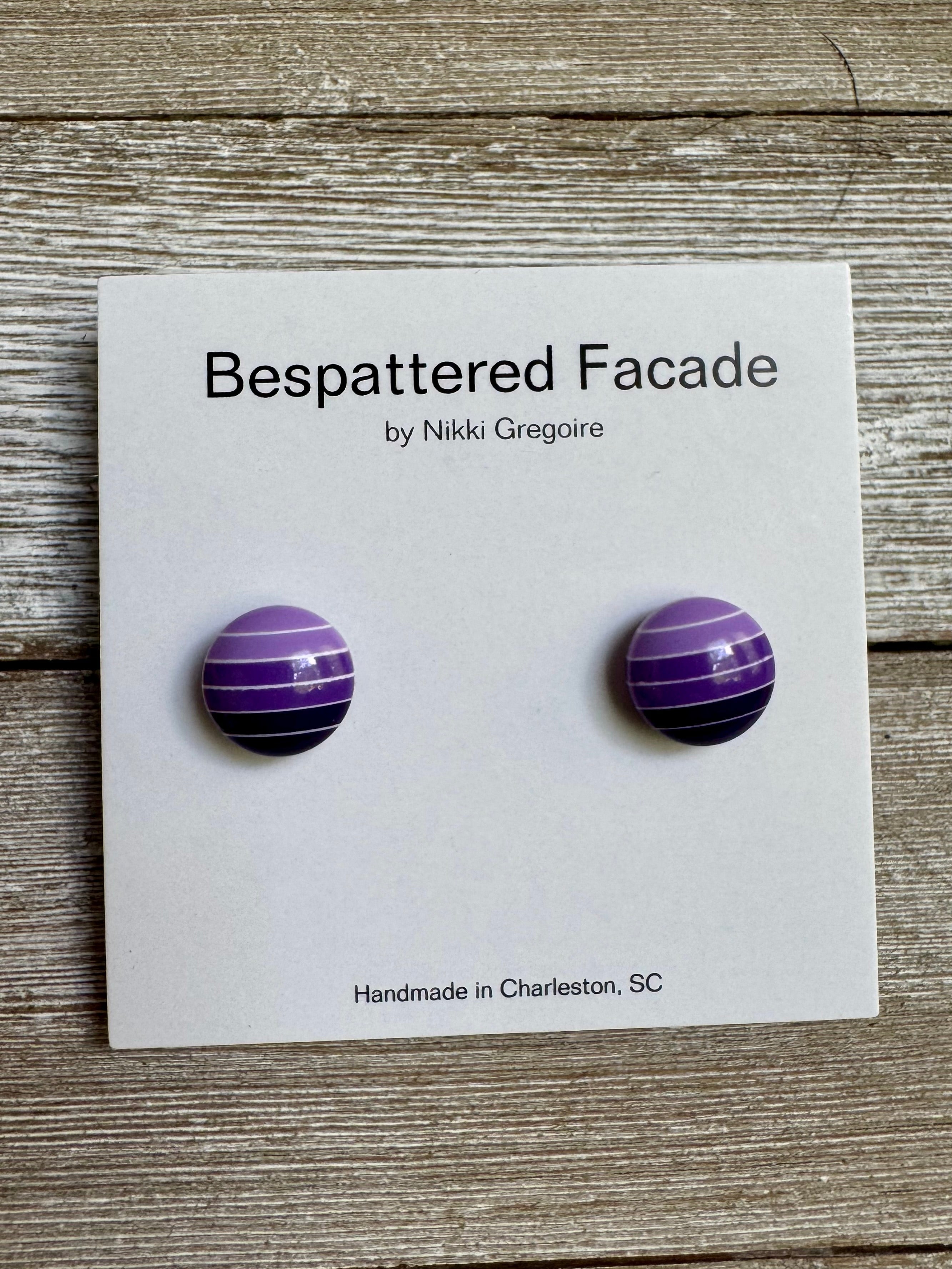 Purple Gradient Stripes Stud Earrings