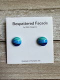 Blue Gradient Stripes Stud Earrings