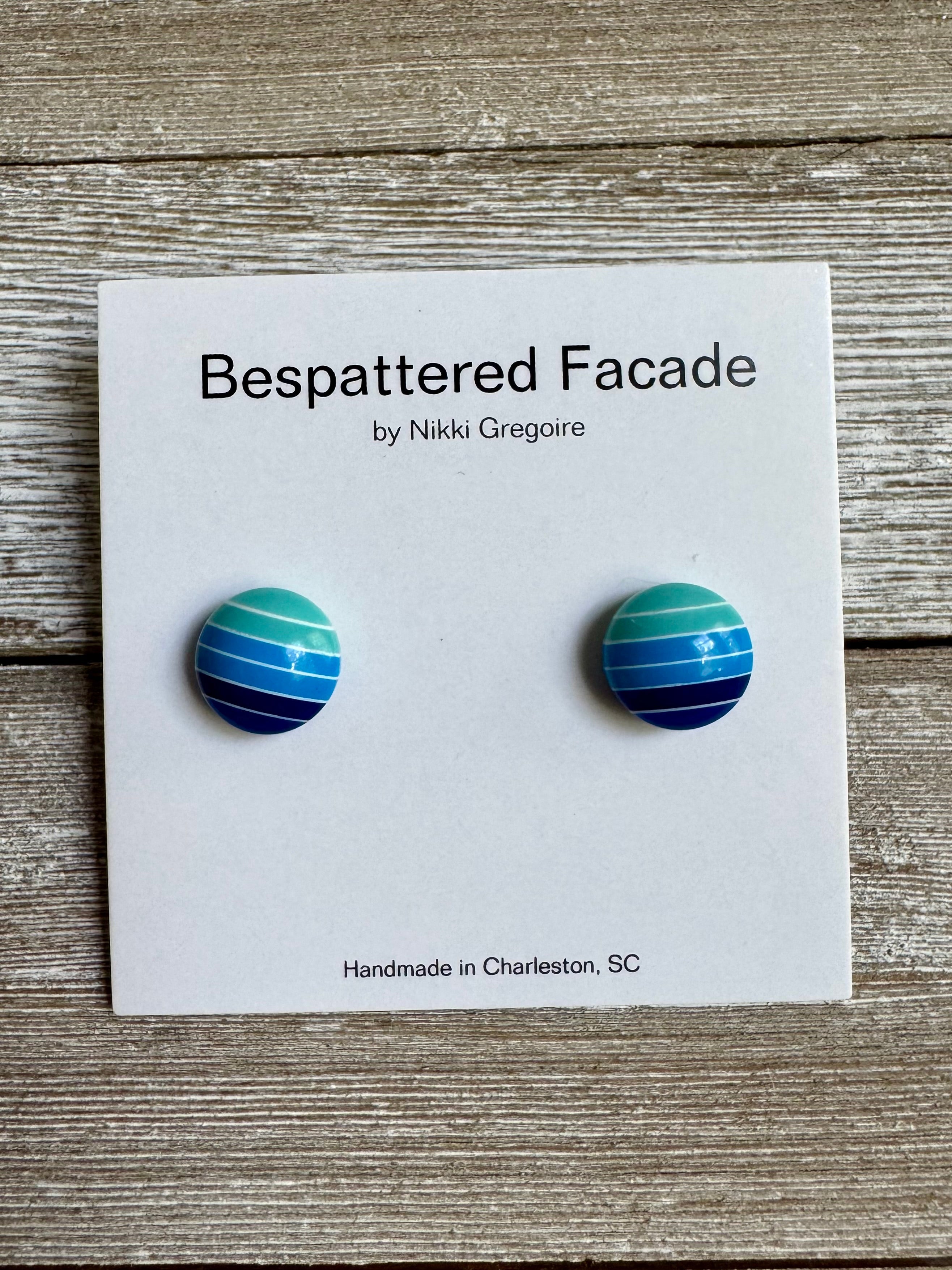 Blue Gradient Stripes Stud Earrings