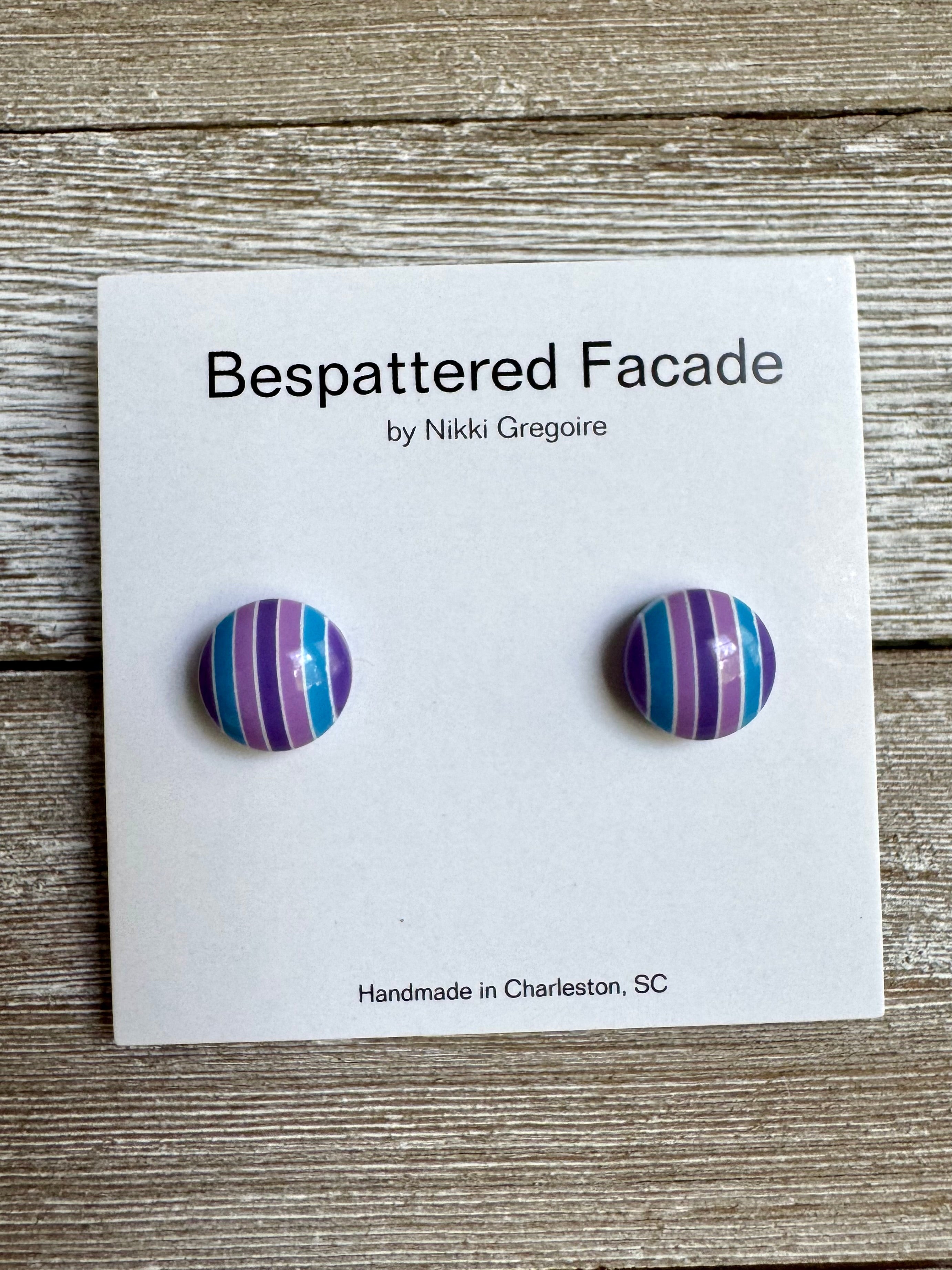 Blue & Purple Stripes Stud Earrings