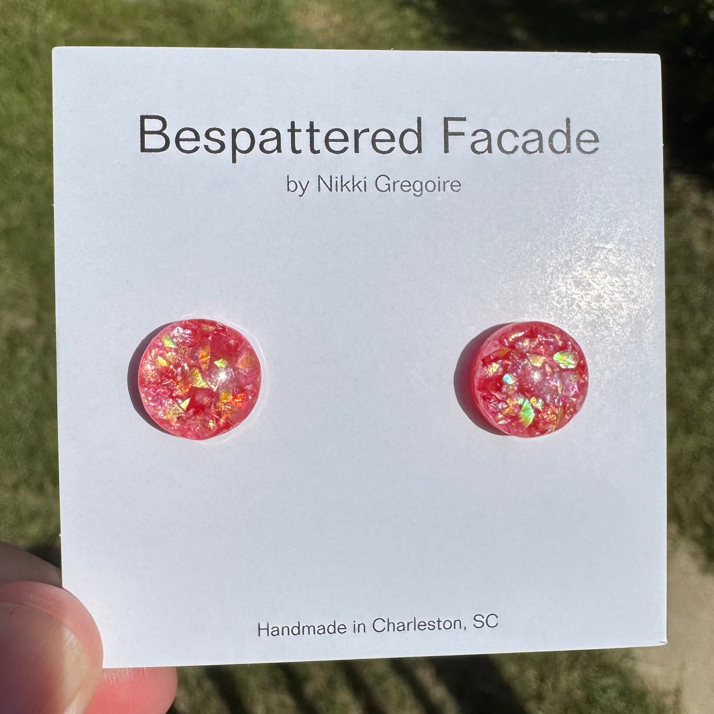 Bespattered Facade Color Buttons Colorful Holographic Stud Earrings