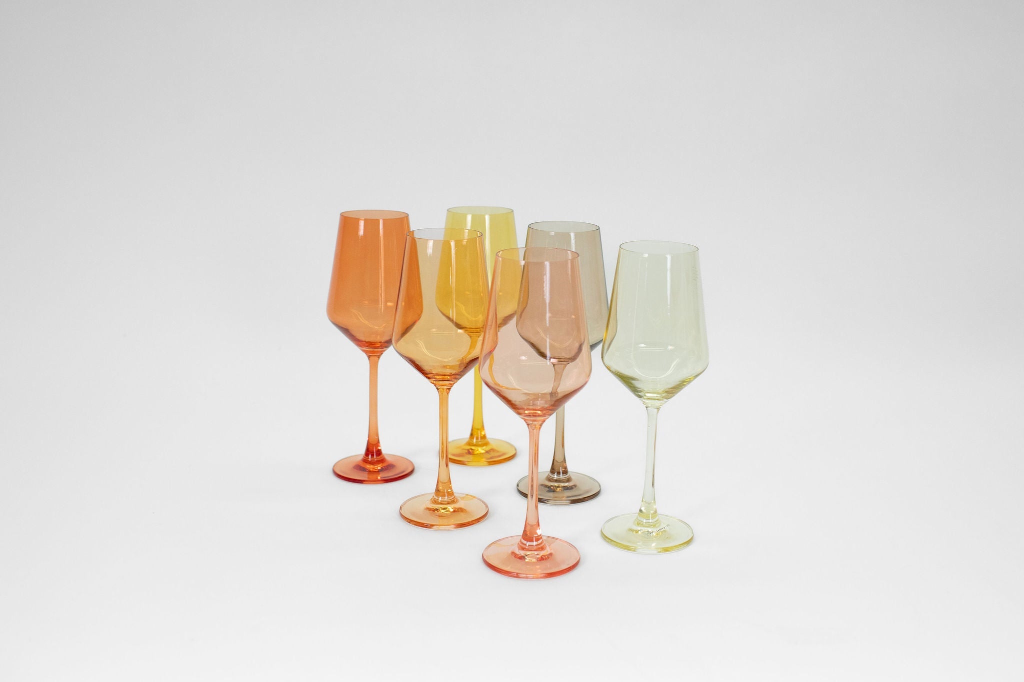 Golden Hour Collection -  Stemless Ombre Set of 6 Colored Wine Glass