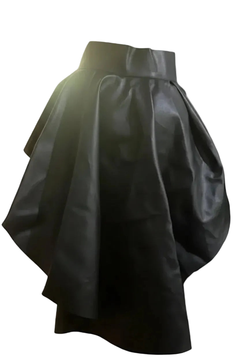 Black Open-Front Hi-Low Skirt with Corset Belt (New)