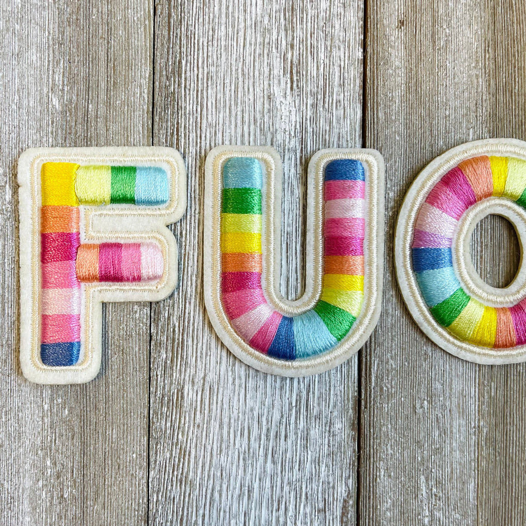 Everyone's Favorite Word Rainbow Embroidered Stripes Patch Set