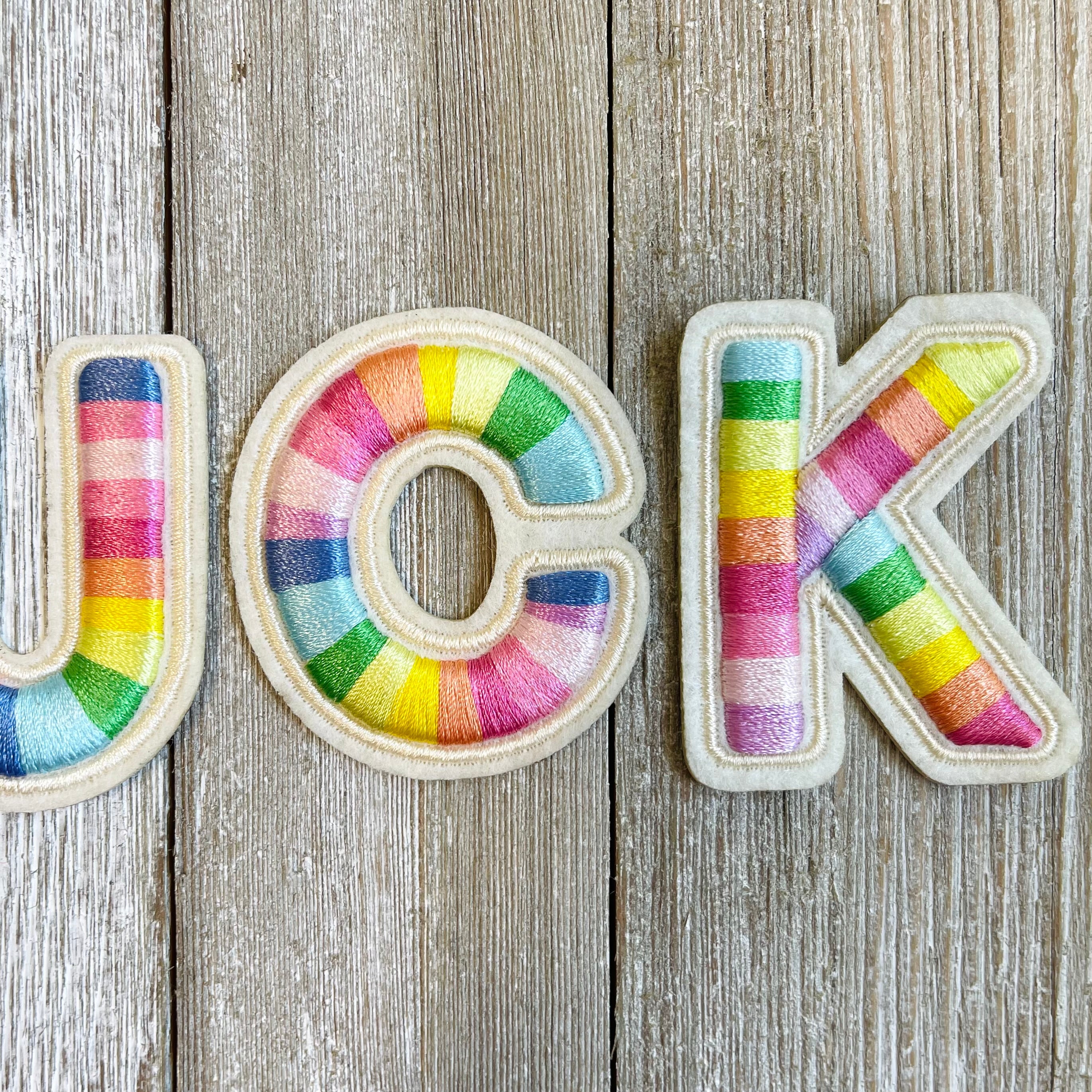 Everyone's Favorite Word Rainbow Embroidered Stripes Patch Set