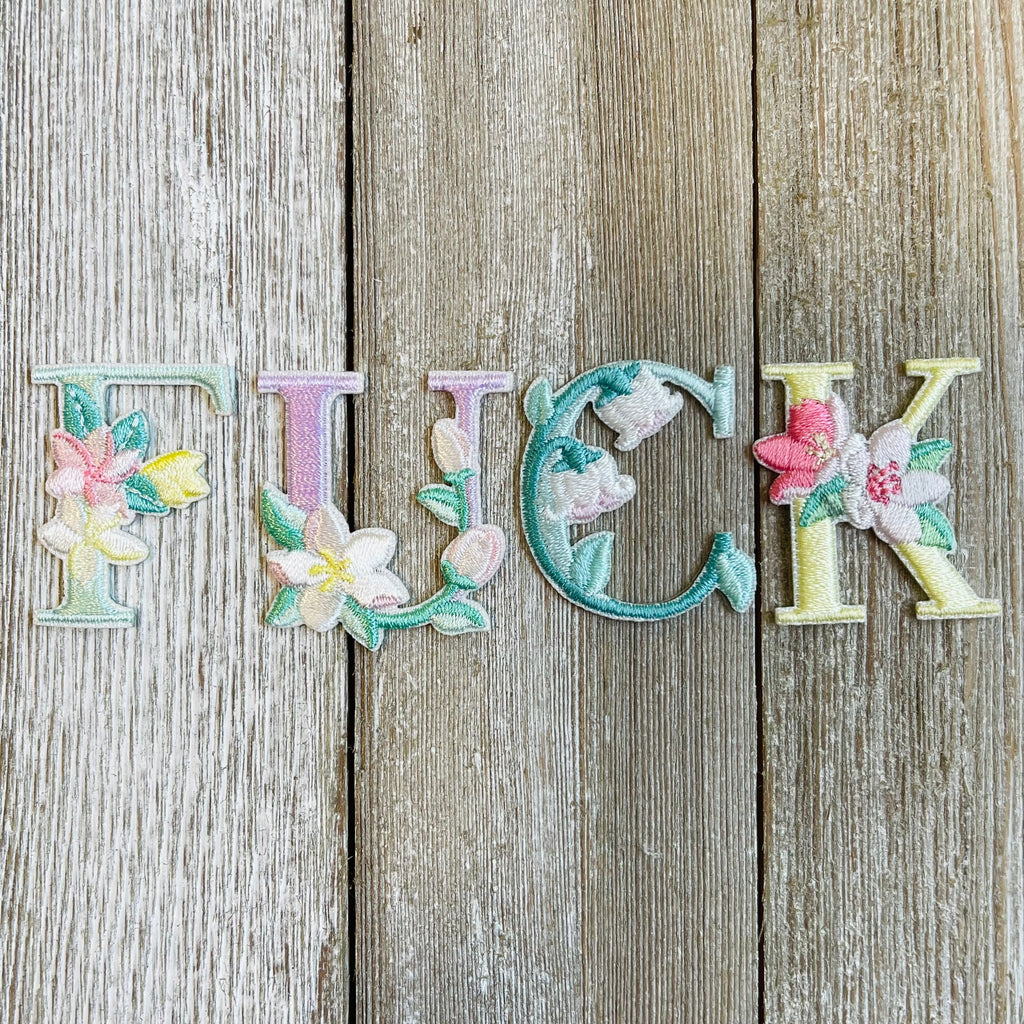 Everyone's Favorite Word Colorful Floral Embroidered Patch Set