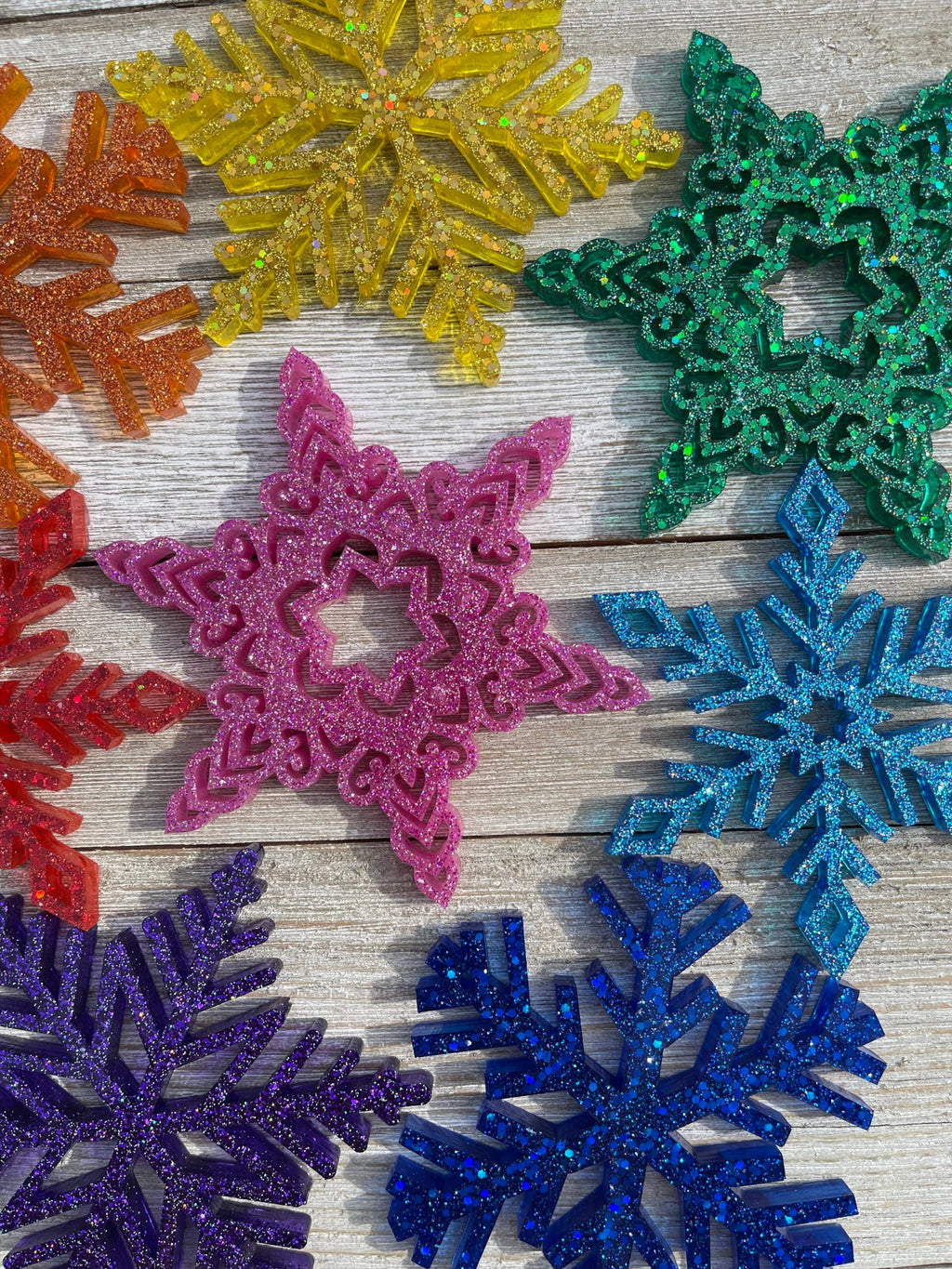 PREORDER - Set of 8 Rainbow Snowflake Ornaments