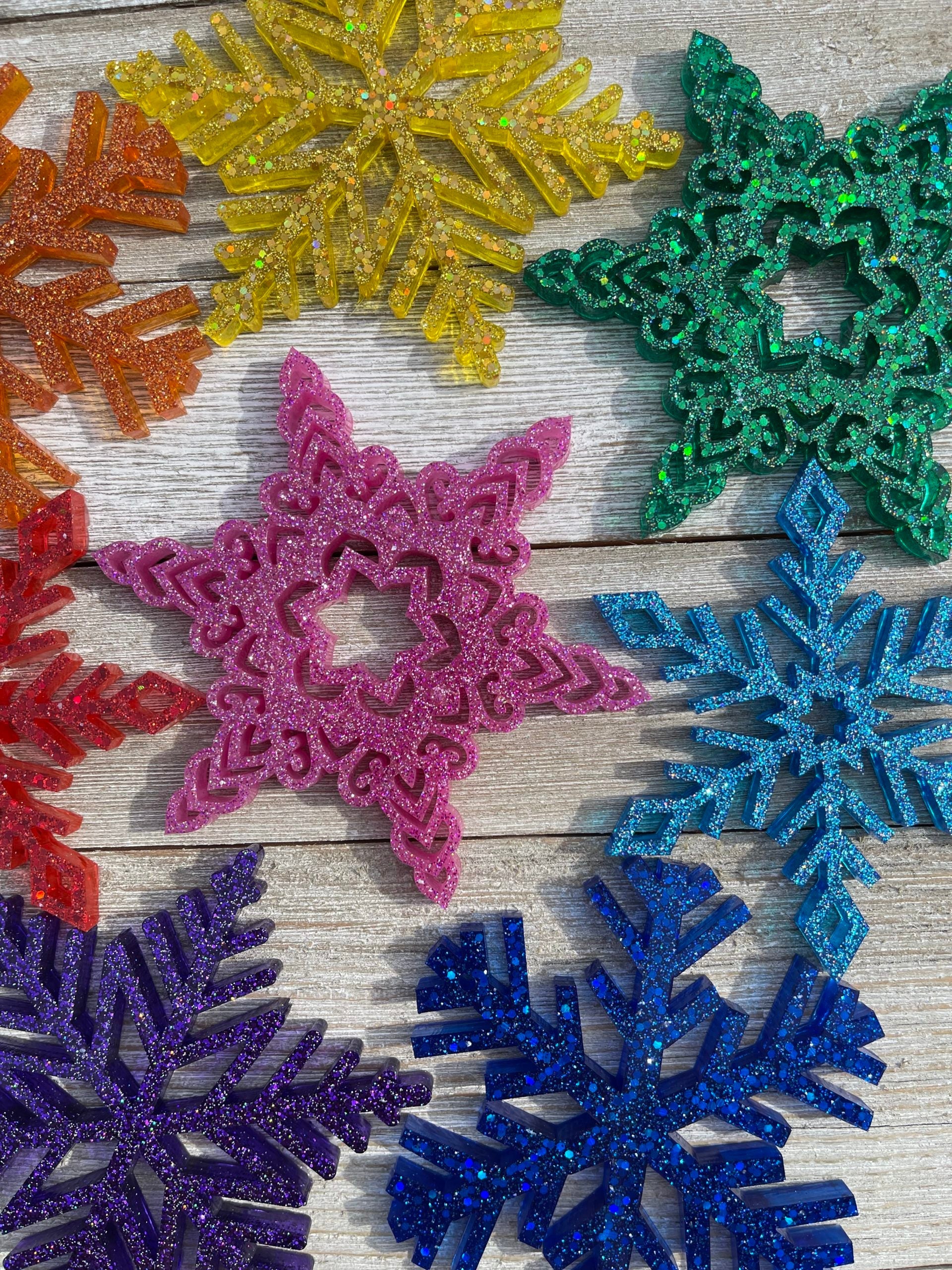 PREORDER - Set of 8 Rainbow Snowflake Ornaments