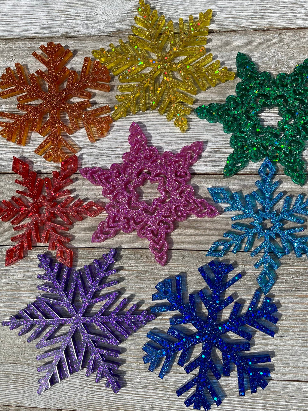 PREORDER - Set of 8 Rainbow Snowflake Ornaments