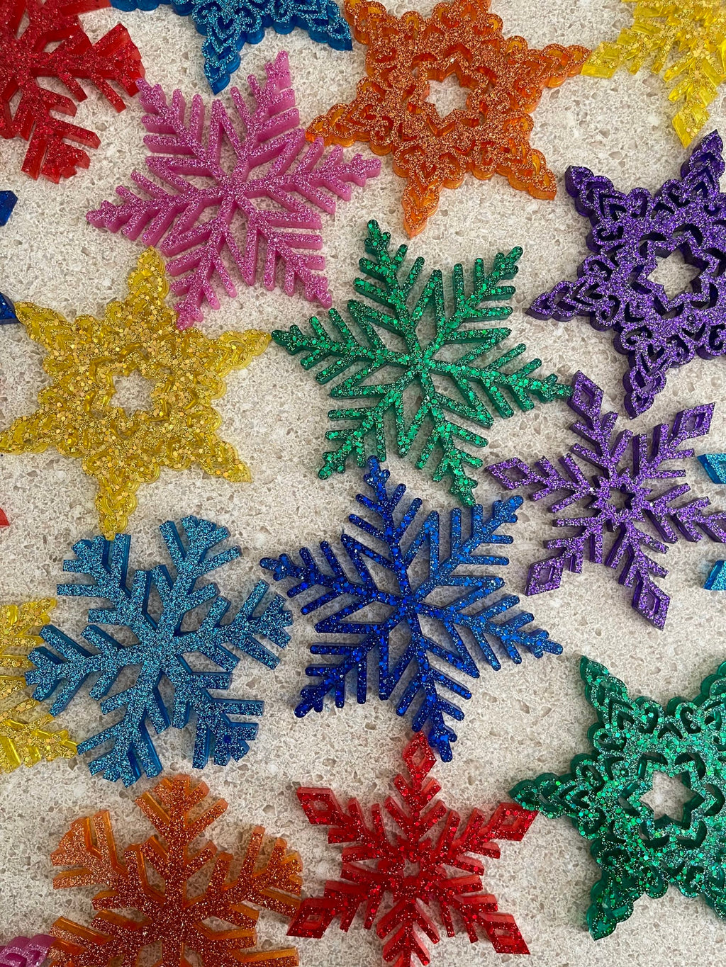 PREORDER - Set of 8 Rainbow Snowflake Ornaments