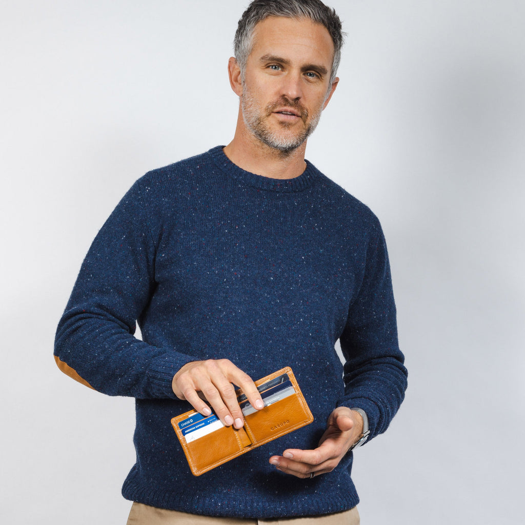 Large Billfold Wallet with RFID protection - Chocolate