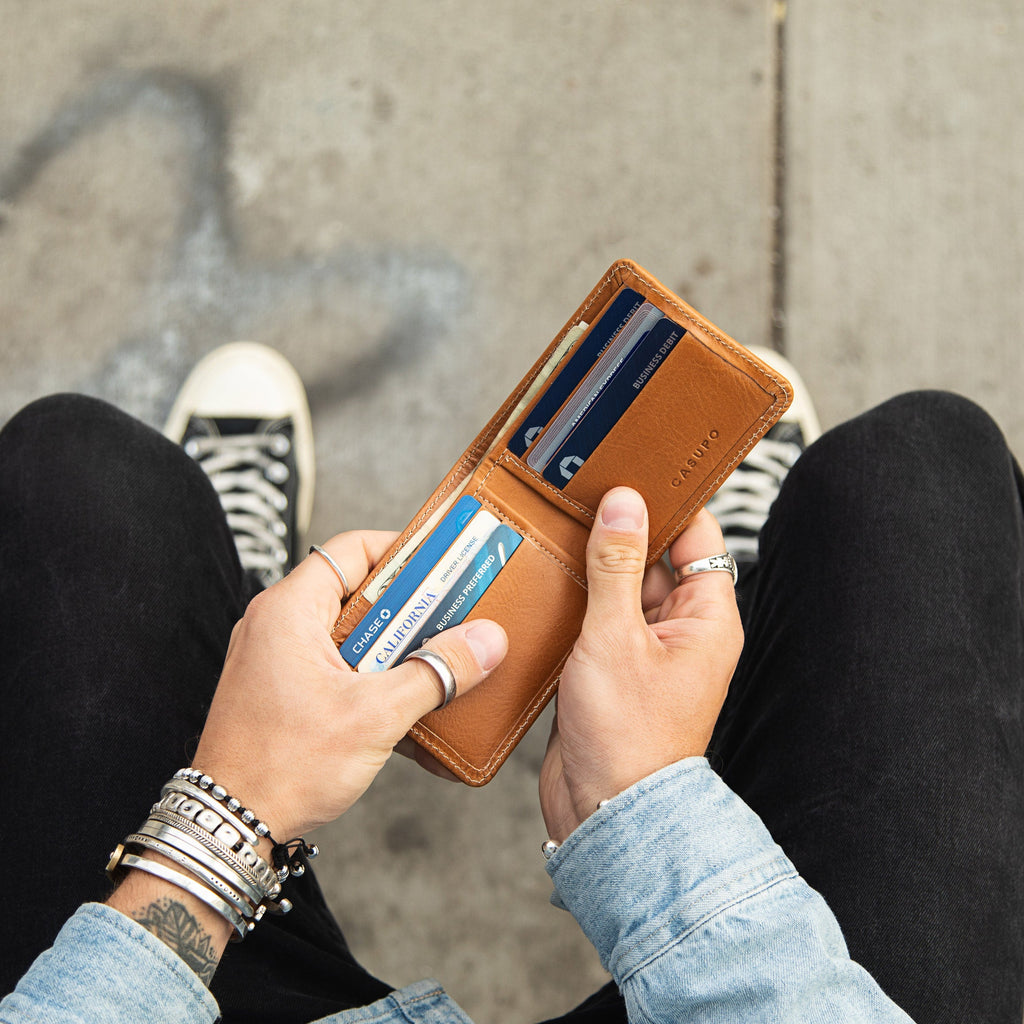 Large Billfold Wallet with RFID protection - Chocolate