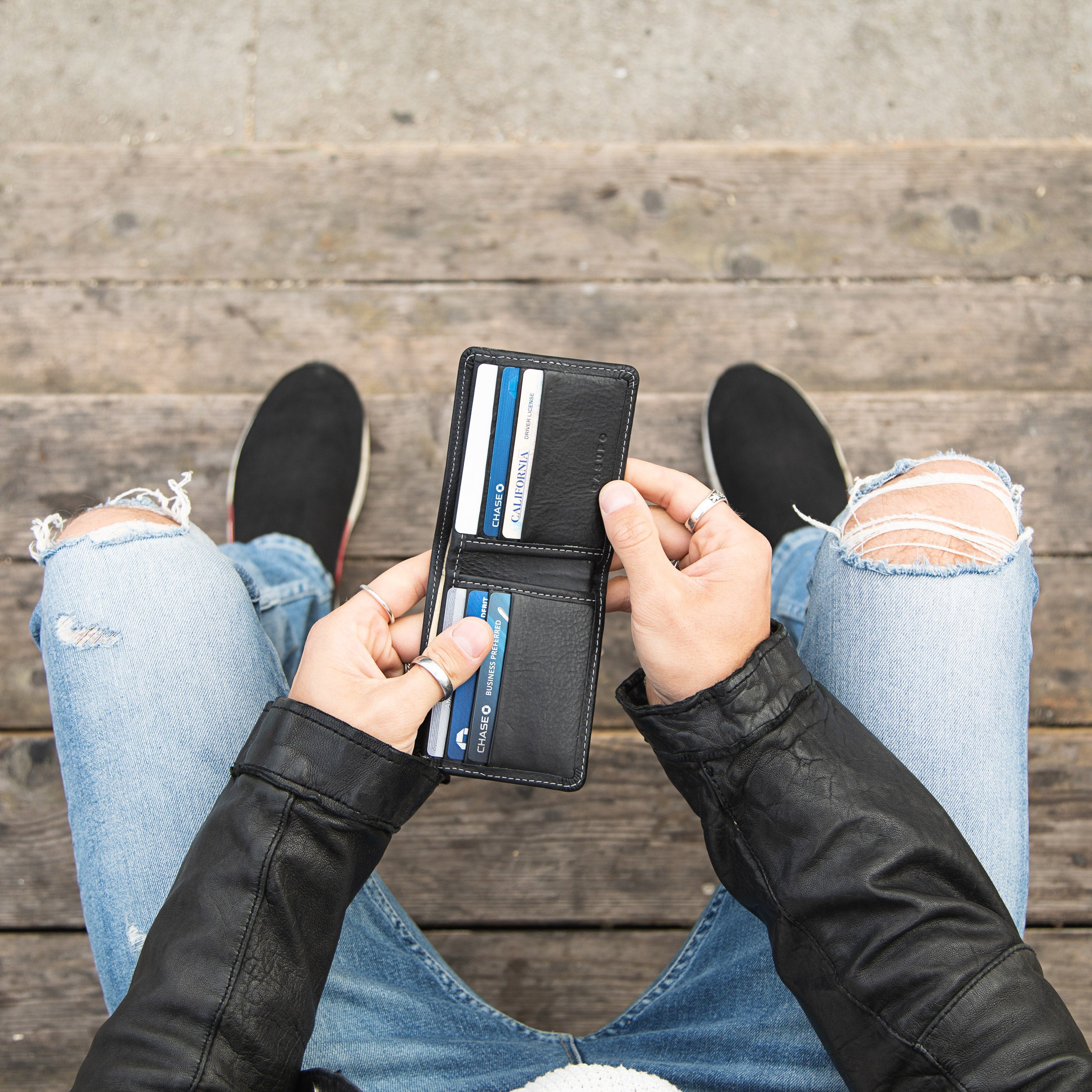 Large Billfold Wallet with RFID protection - Black